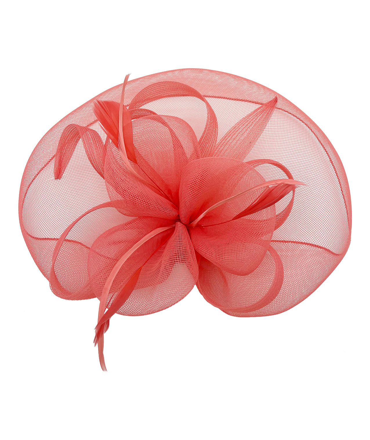 FT210-B Large Mesh Net Fascinator with Side Flower & Feather