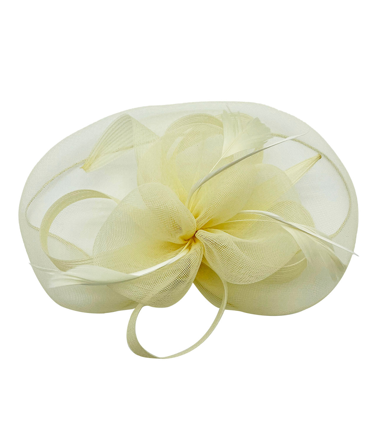 FT210-B Large Mesh Net Fascinator with Side Flower & Feather