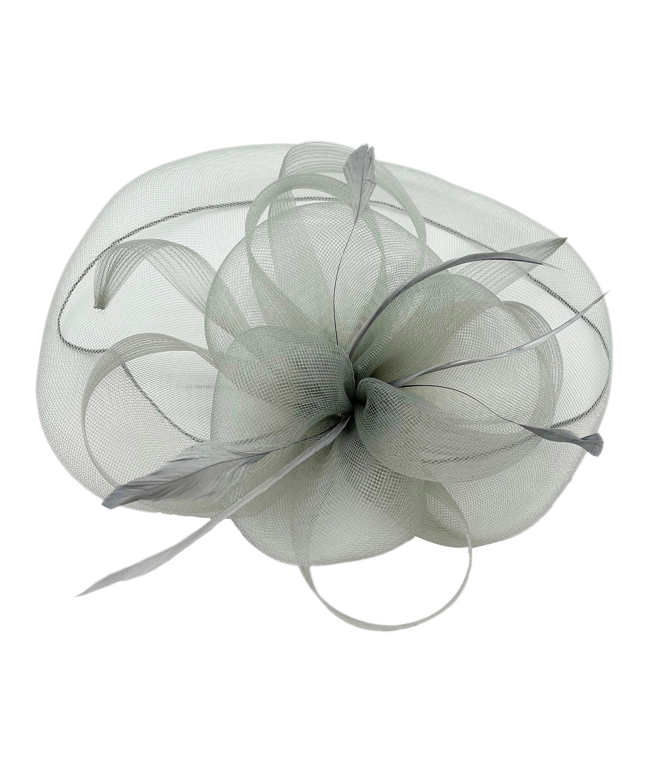 FT210-B Large Mesh Net Fascinator with Side Flower & Feather