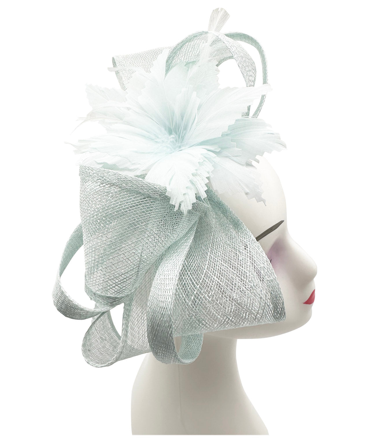 FT2170 Curly Sinamy Fascinator with Feather Flower