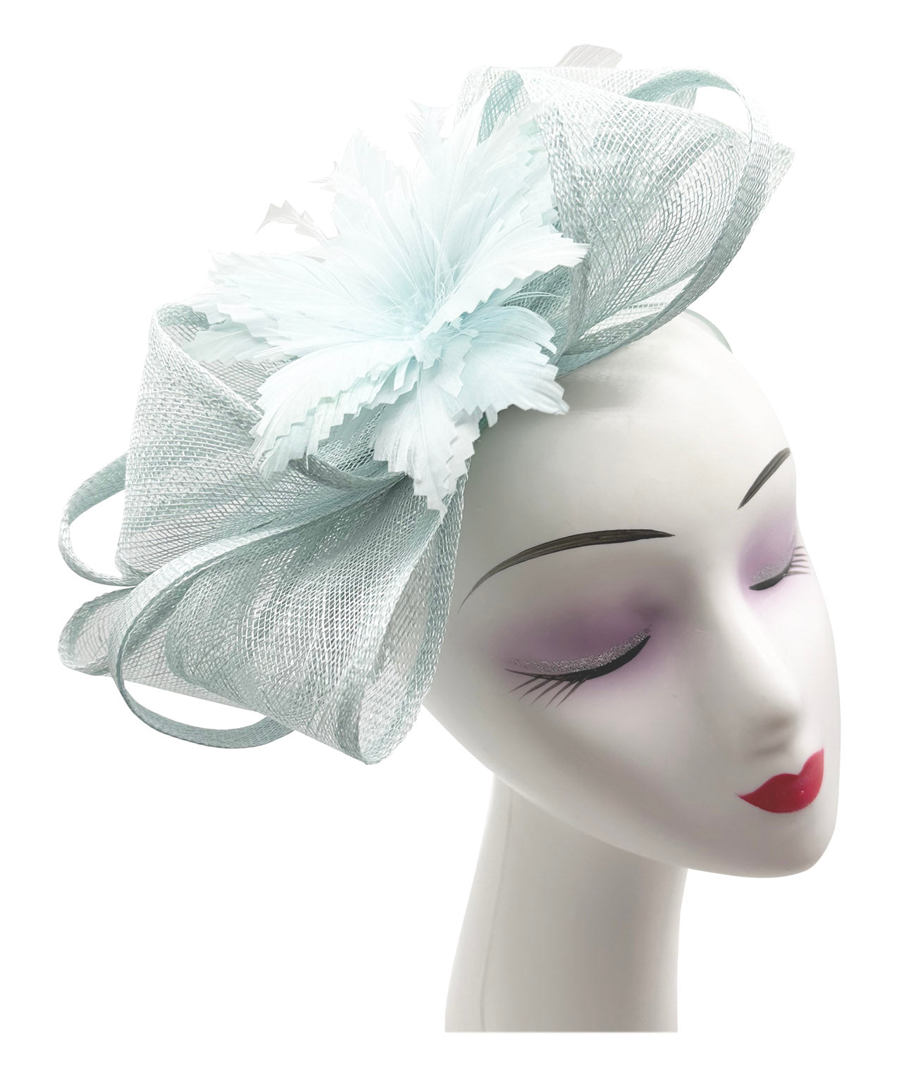 FT2170 Curly Sinamy Fascinator with Feather Flower