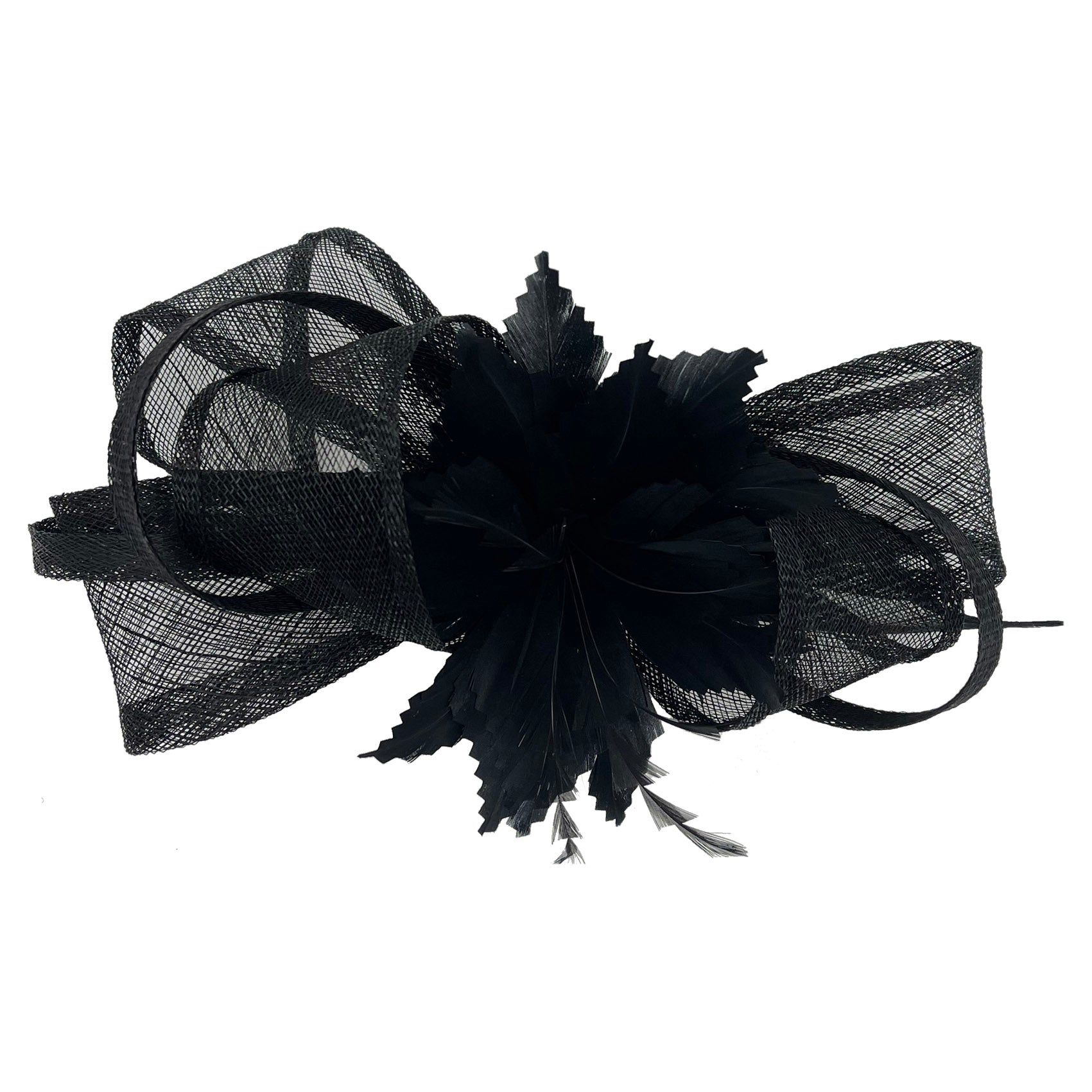 FT2170 Curly Sinamy Fascinator with Feather Flower