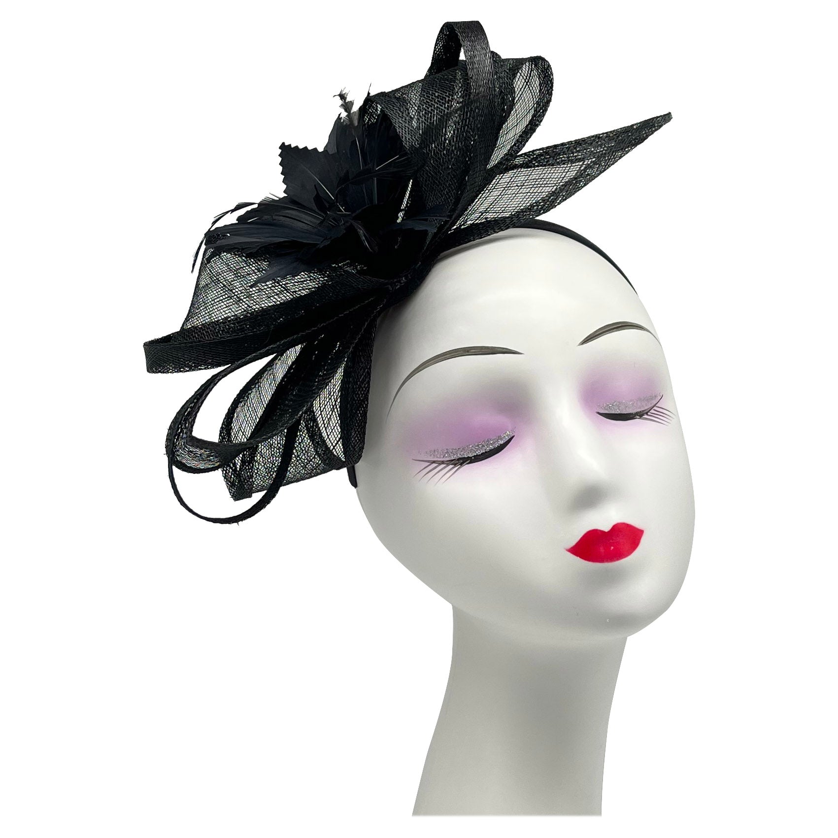 FT2170 Curly Sinamy Fascinator with Feather Flower