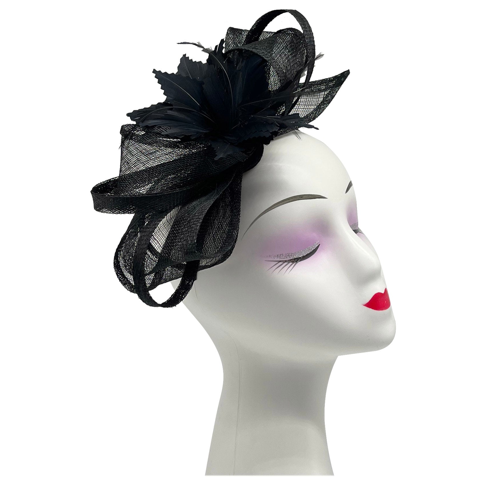 FT2170 Curly Sinamy Fascinator with Feather Flower