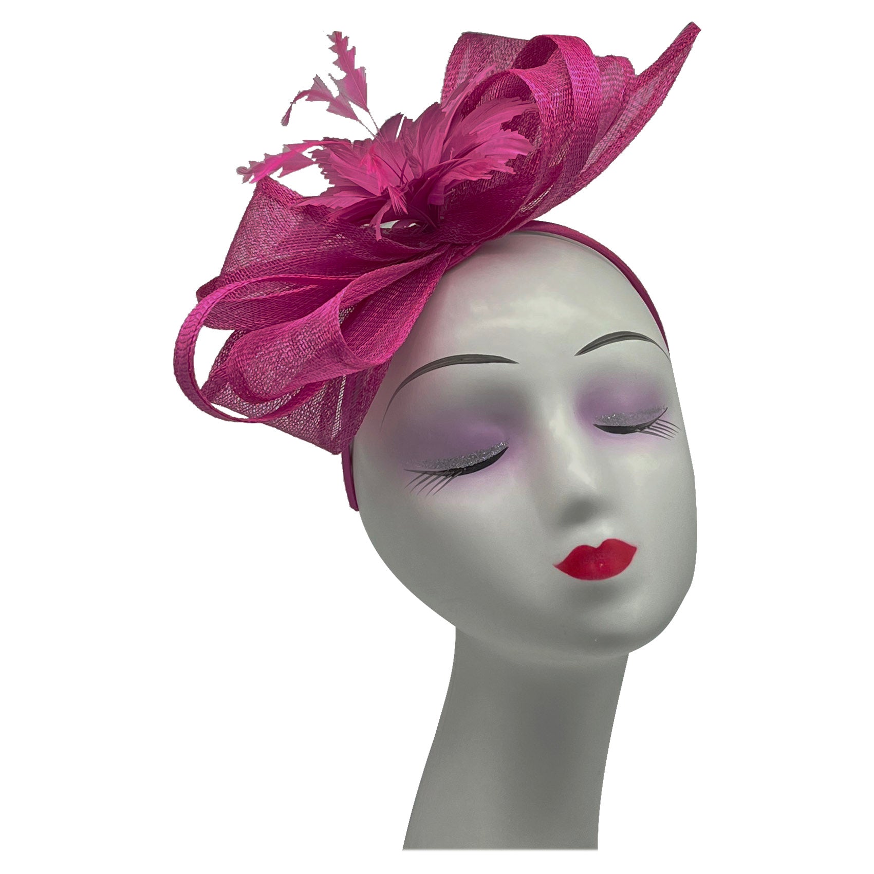 FT2170 Curly Sinamy Fascinator with Feather Flower