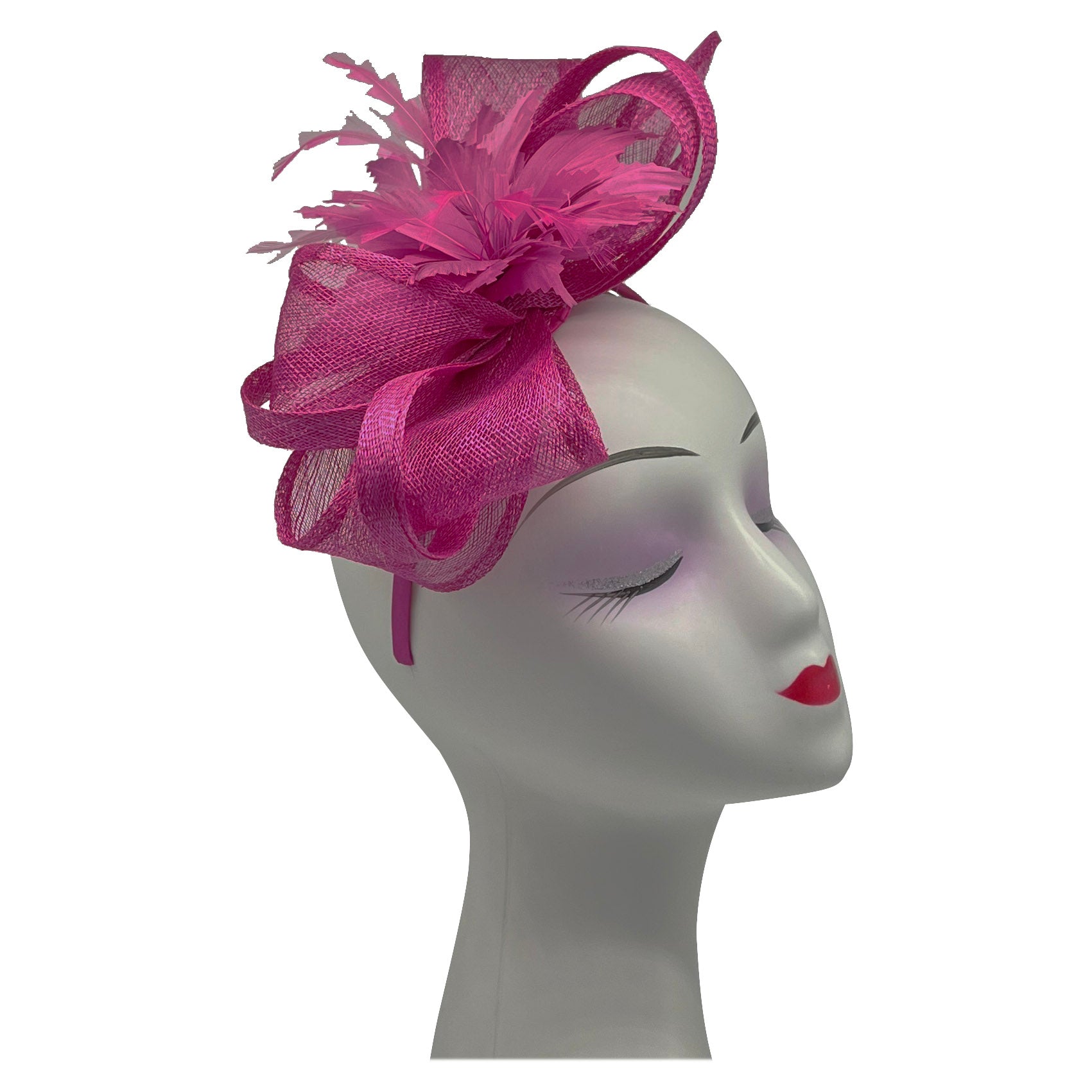 FT2170 Curly Sinamy Fascinator with Feather Flower