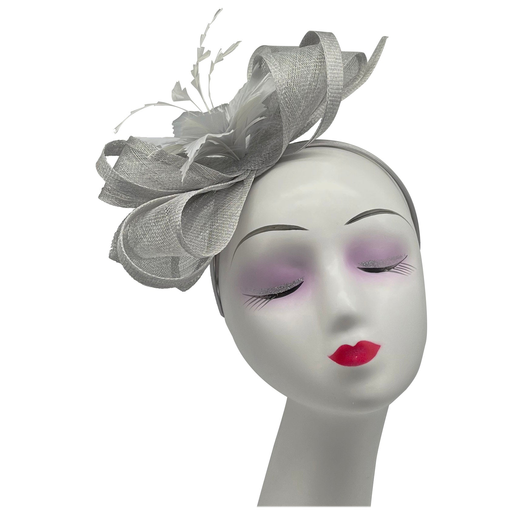 FT2170 Curly Sinamy Fascinator with Feather Flower