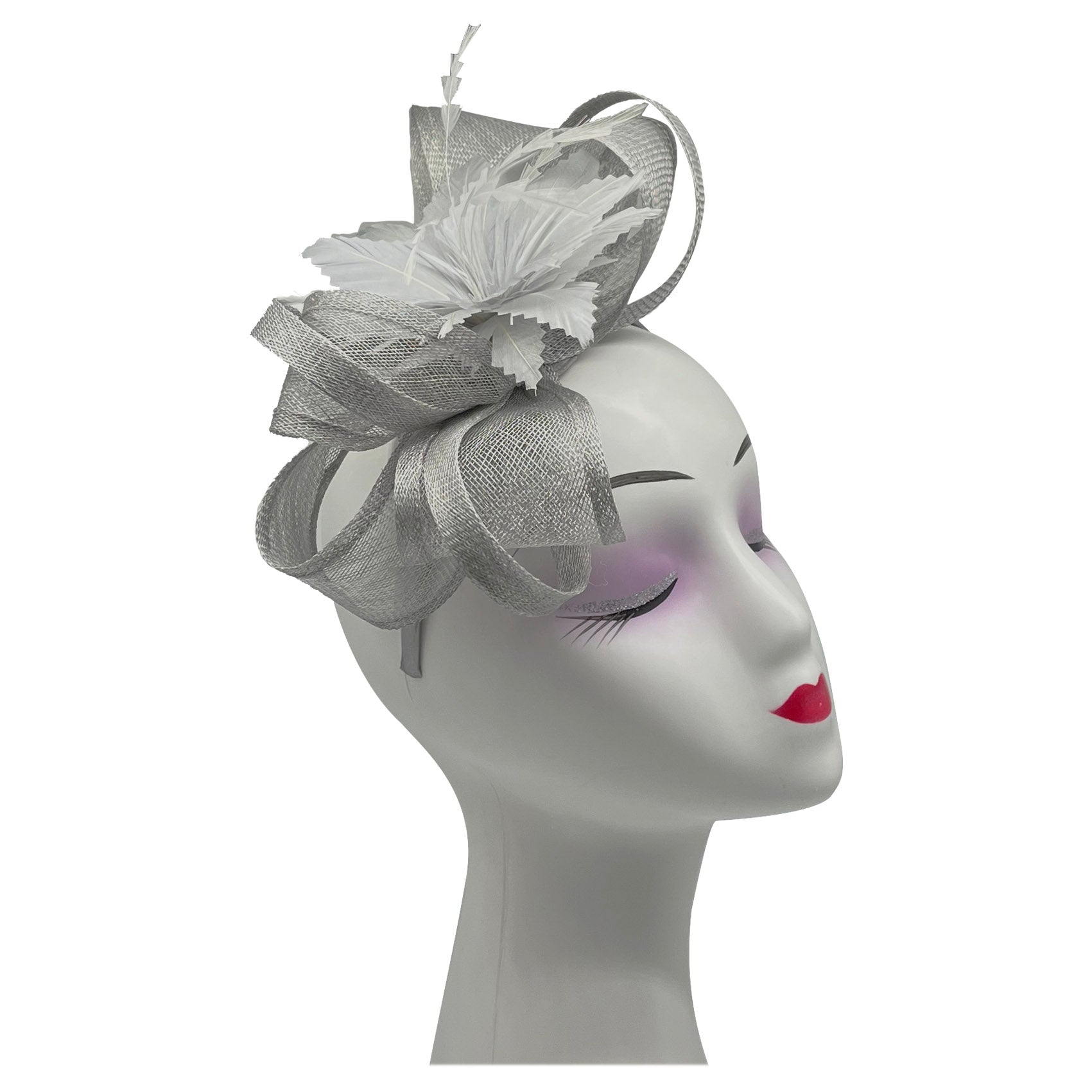 FT2170 Curly Sinamy Fascinator with Feather Flower