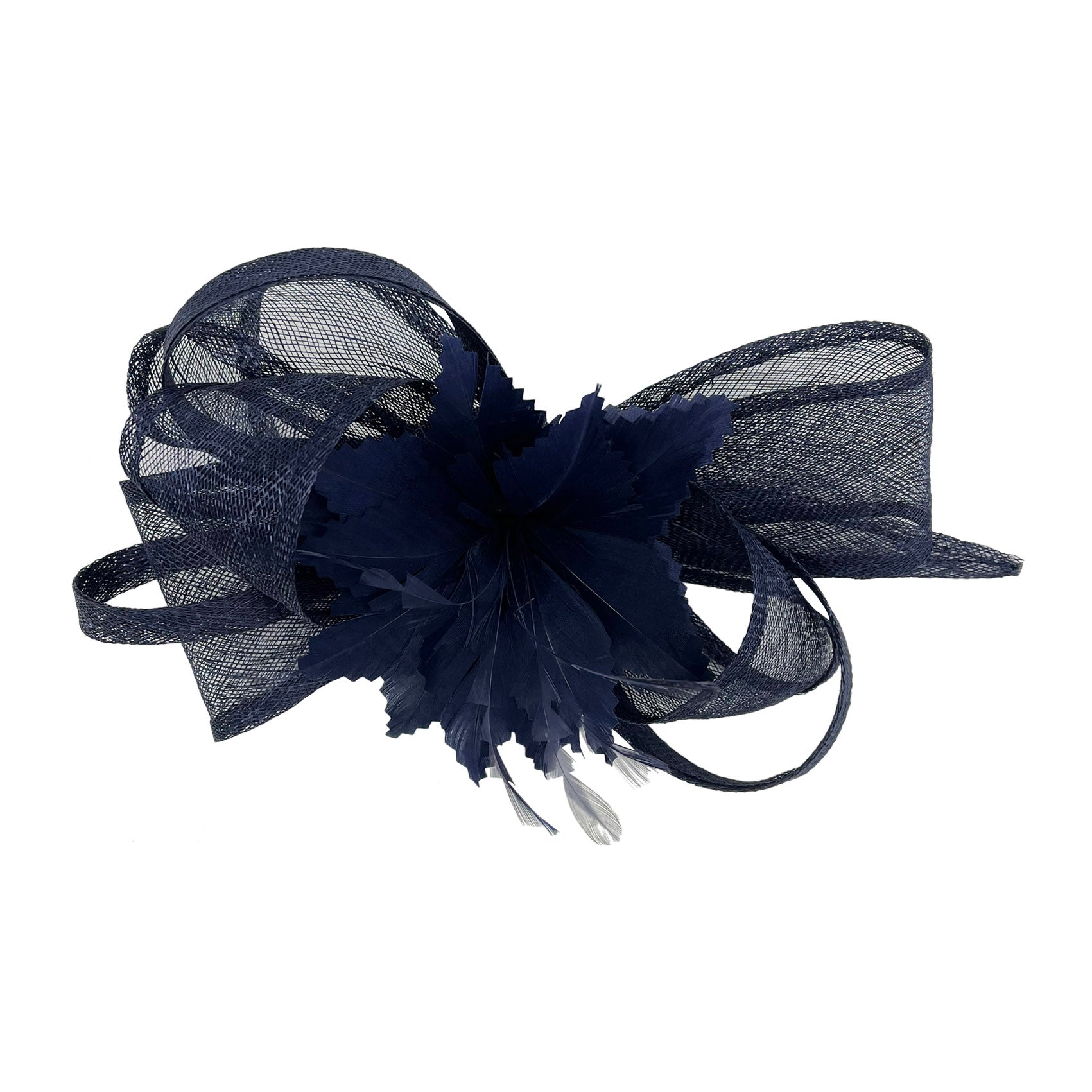 FT2170 Curly Sinamy Fascinator with Feather Flower