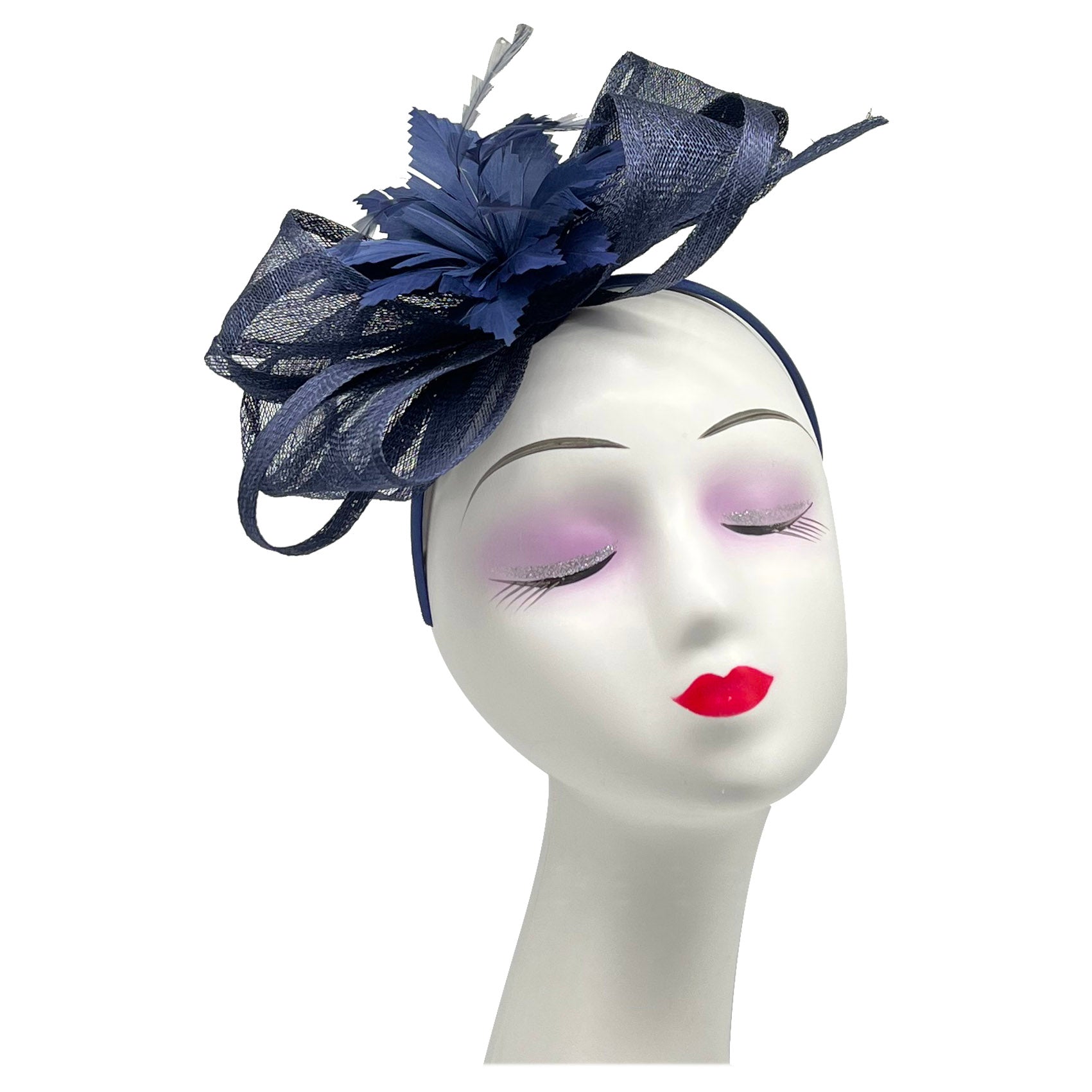 FT2170 Curly Sinamy Fascinator with Feather Flower