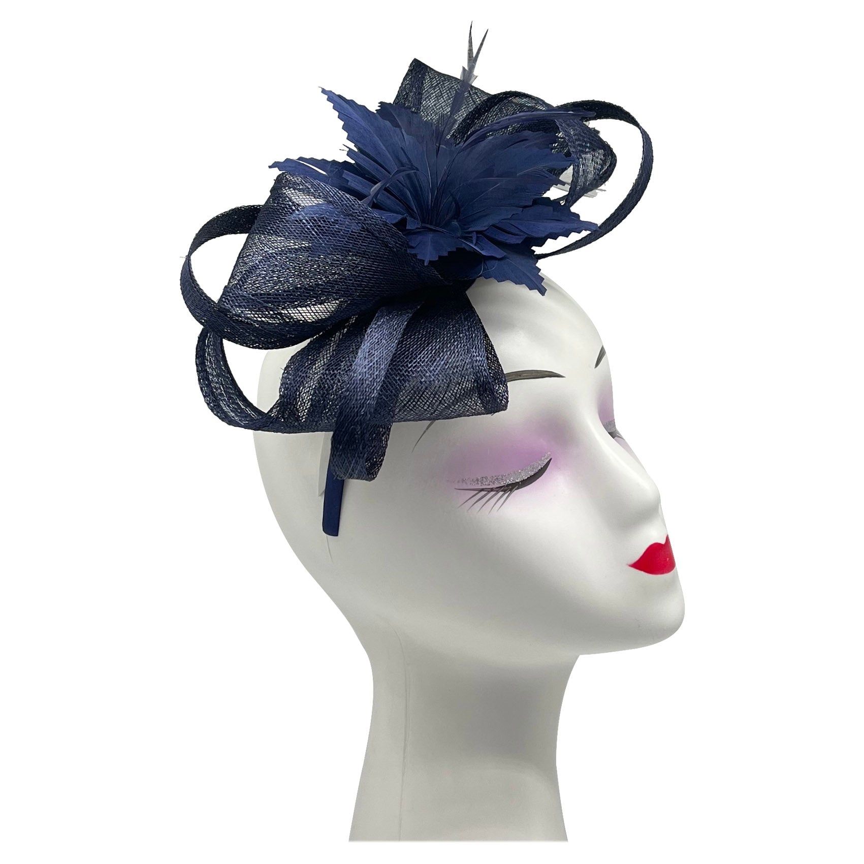 FT2170 Curly Sinamy Fascinator with Feather Flower