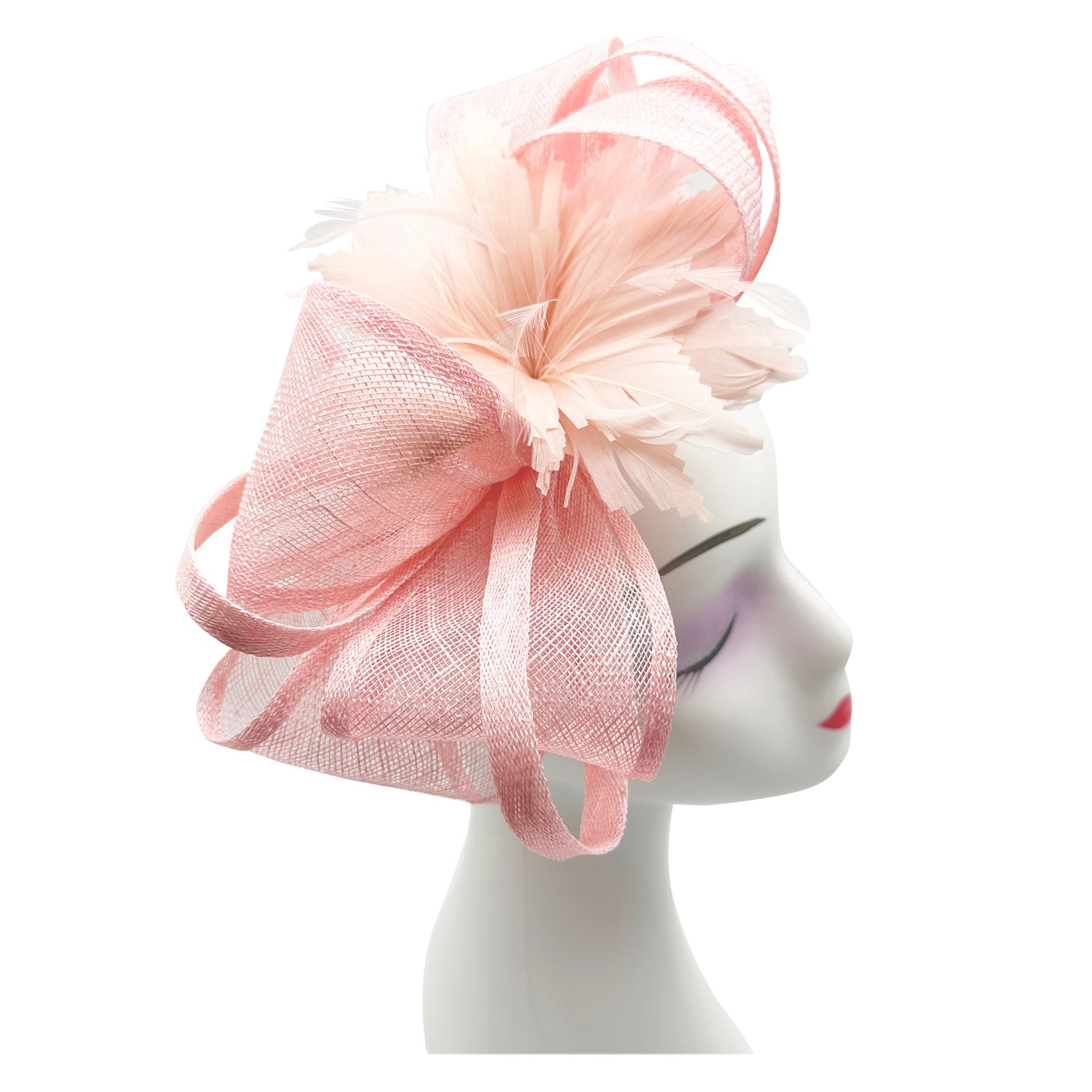 FT2170 Curly Sinamy Fascinator with Feather Flower