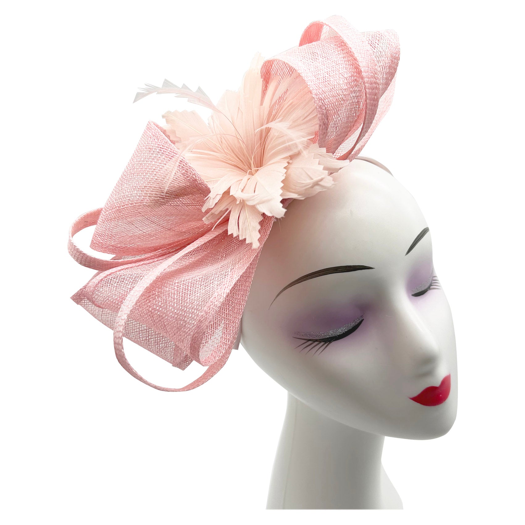 FT2170 Curly Sinamy Fascinator with Feather Flower