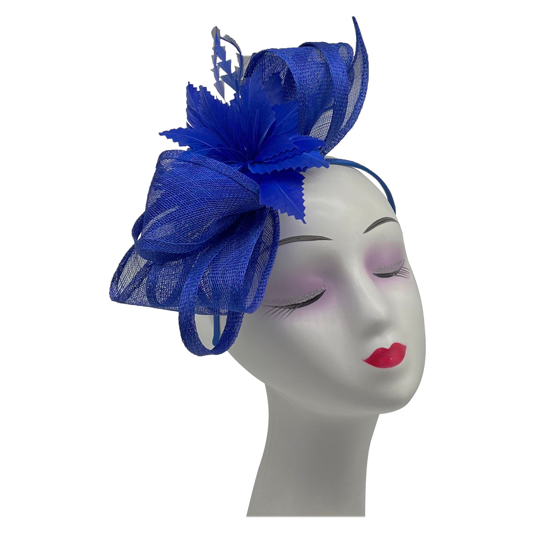 FT2170 Curly Sinamy Fascinator with Feather Flower