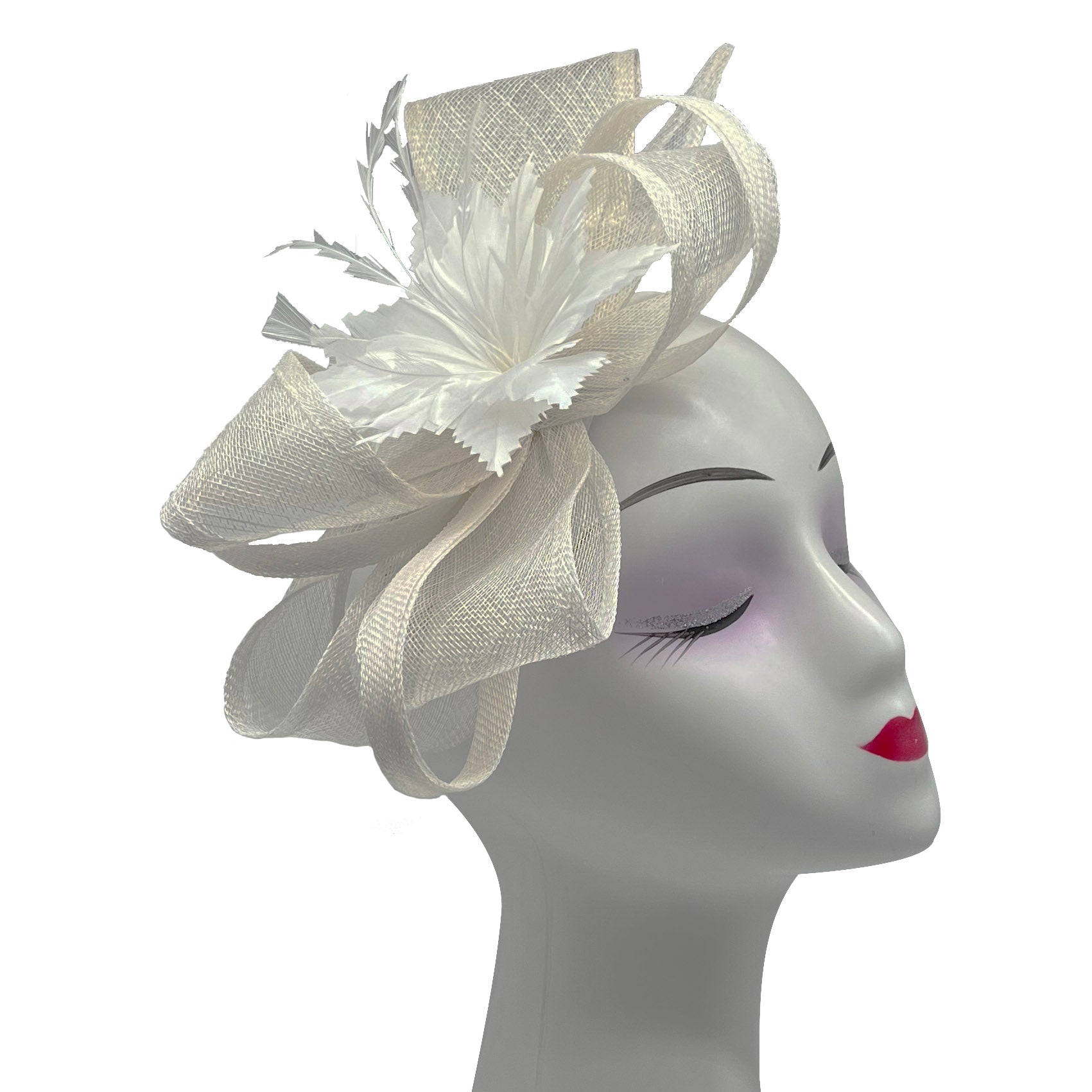 FT2170 Curly Sinamy Fascinator with Feather Flower