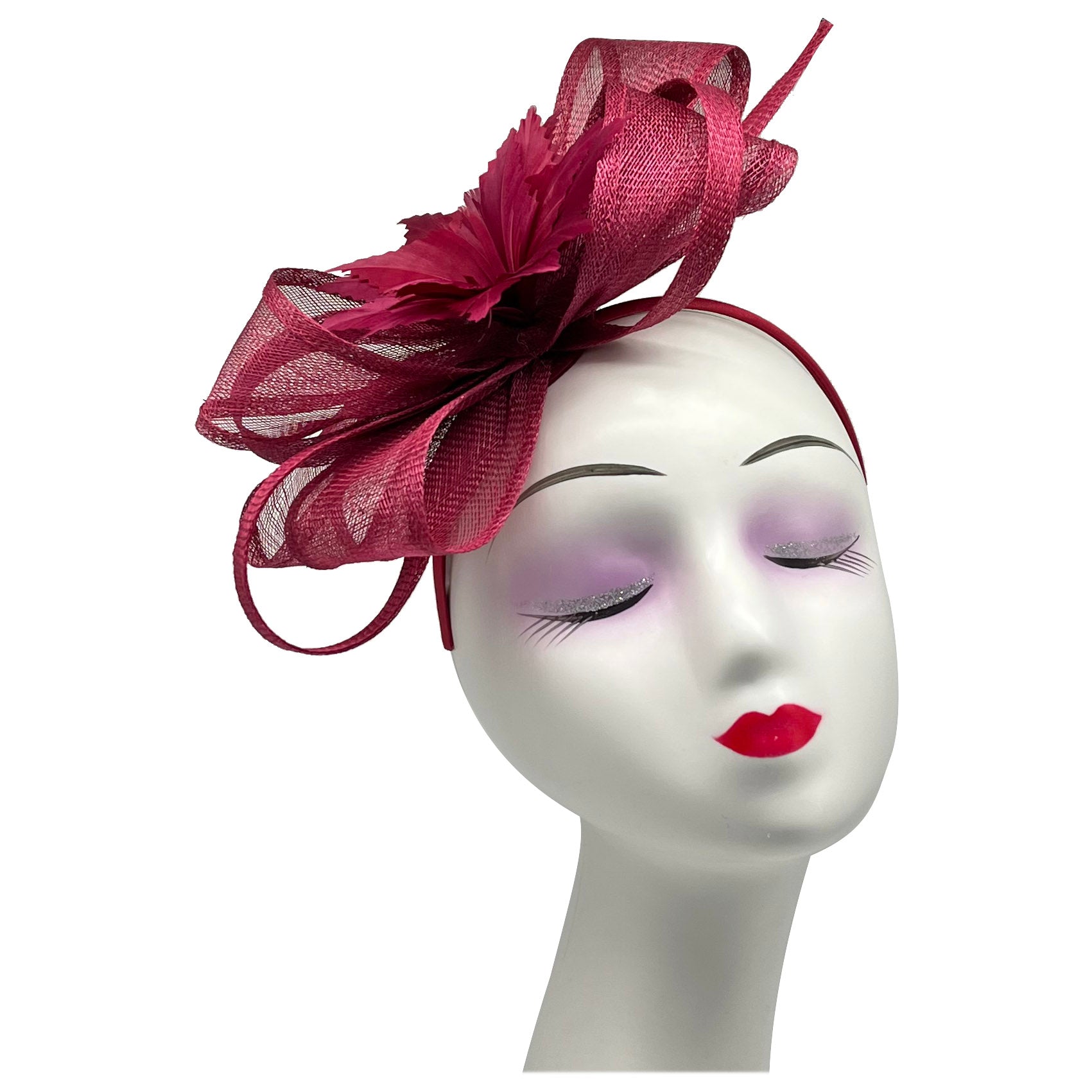 FT2170 Curly Sinamy Fascinator with Feather Flower