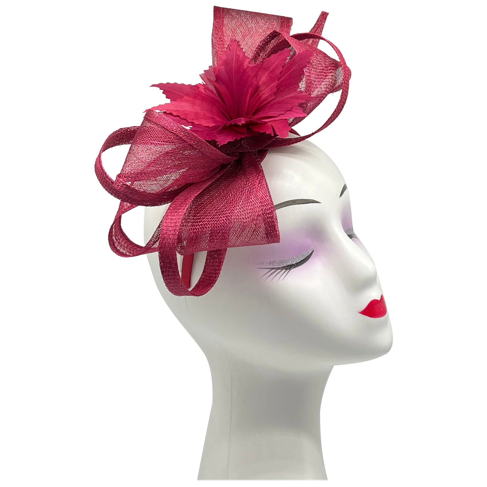 FT2170 Curly Sinamy Fascinator with Feather Flower