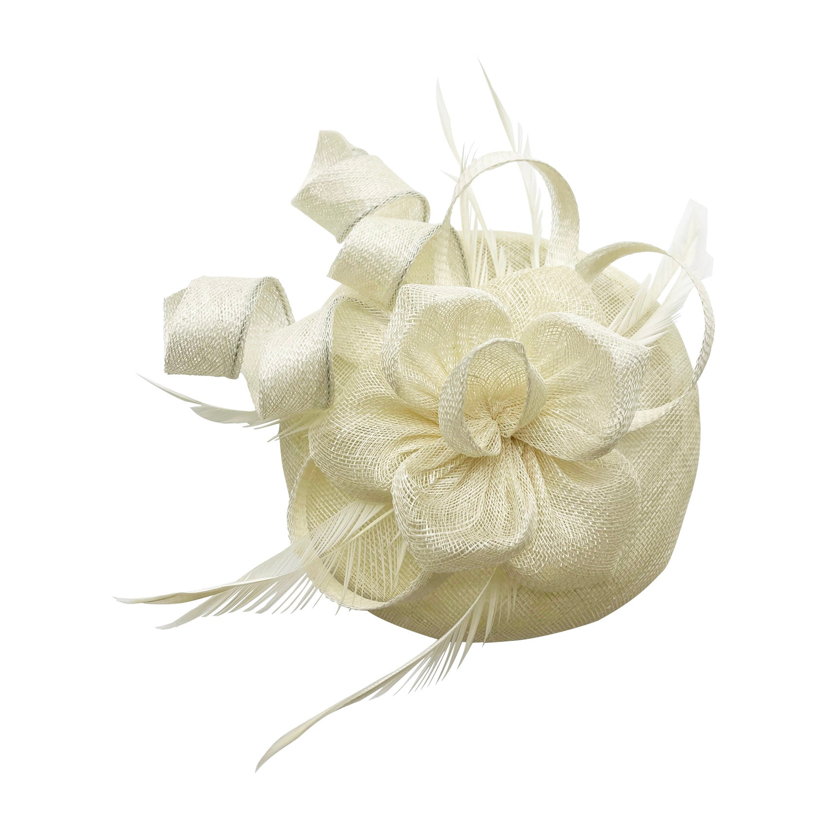 FT2220 Round Base Sinamay Floral Fascinator with Curled Straps