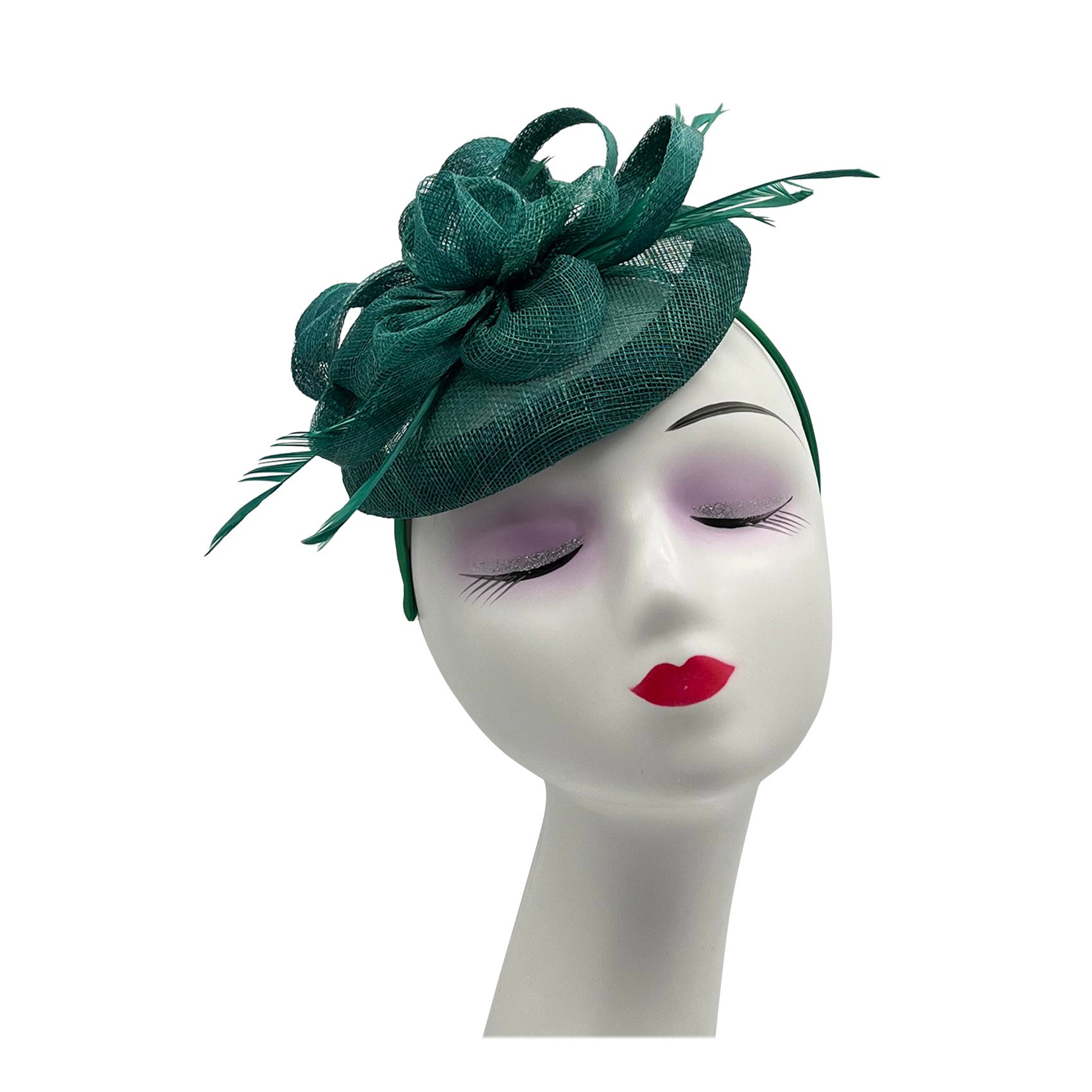 FT2220 Round Base Sinamay Floral Fascinator with Curled Straps