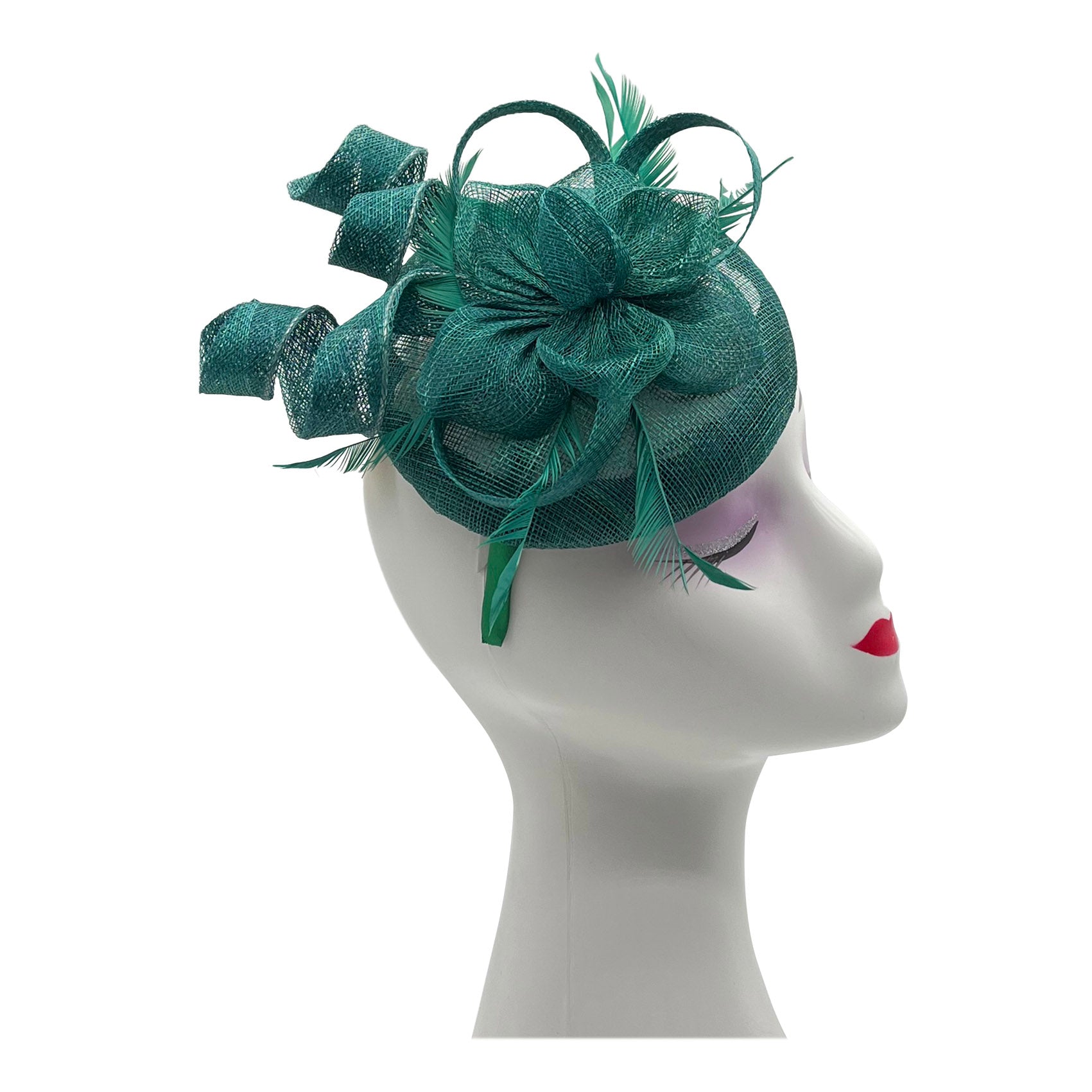 FT2220 Round Base Sinamay Floral Fascinator with Curled Straps