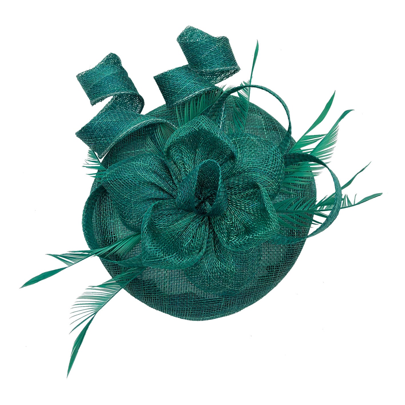 FT2220 Round Base Sinamay Floral Fascinator with Curled Straps