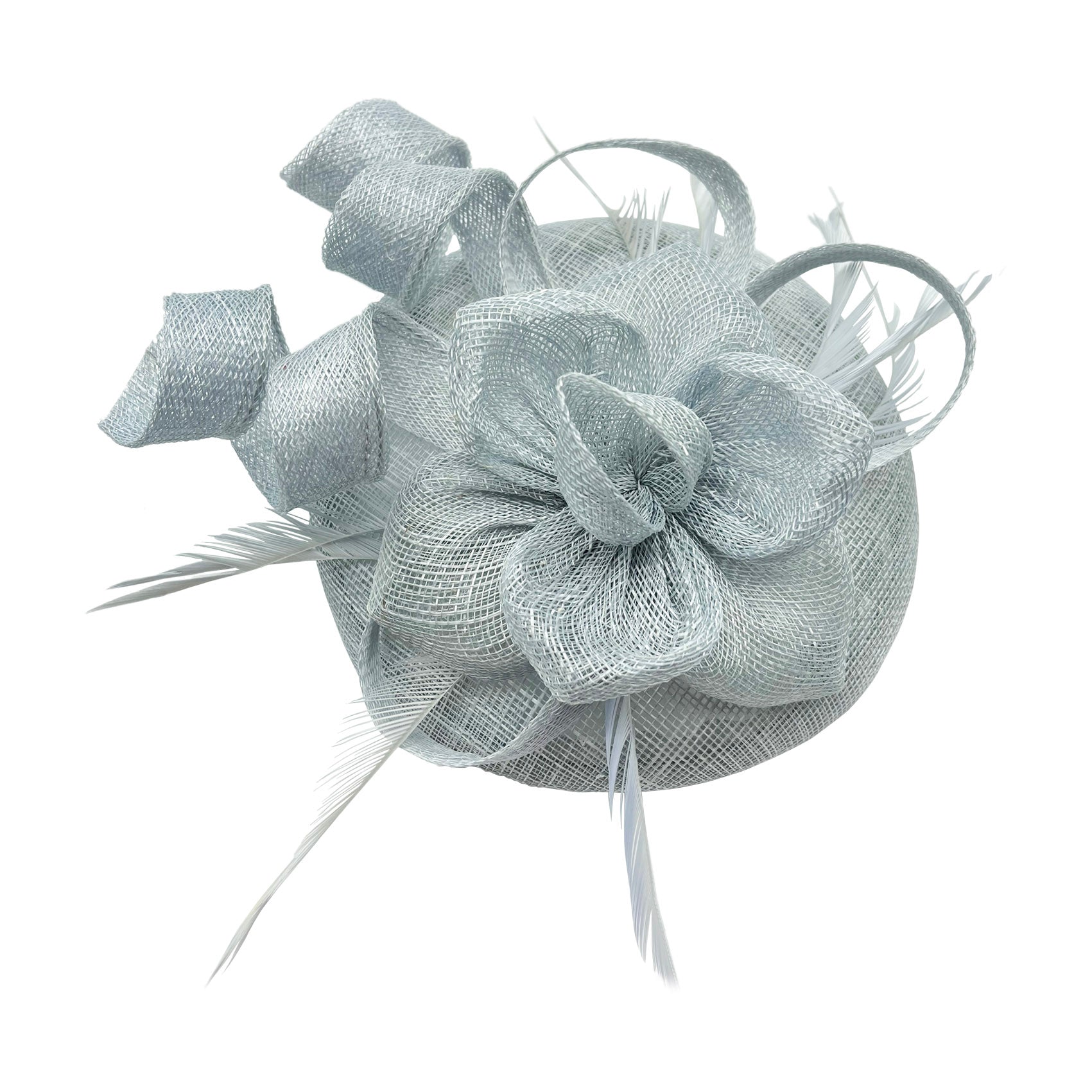 FT2220 Round Base Sinamay Floral Fascinator with Curled Straps