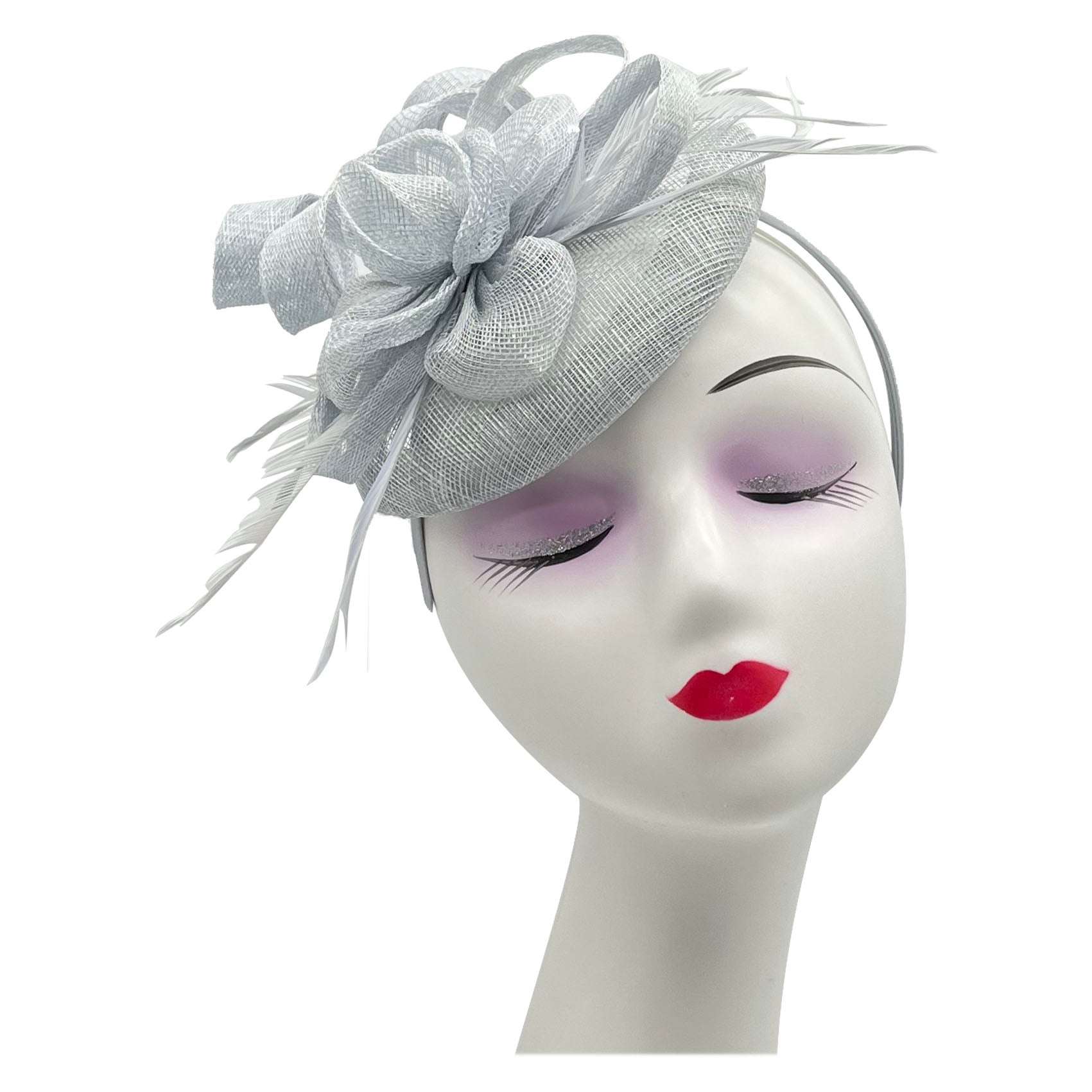 FT2220 Round Base Sinamay Floral Fascinator with Curled Straps