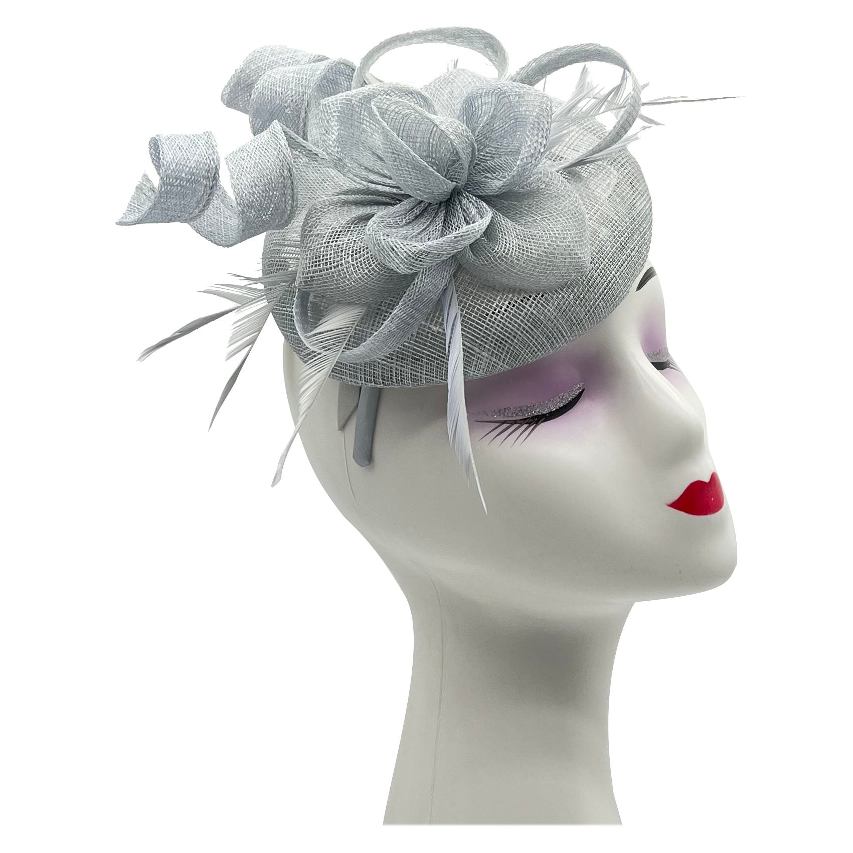 FT2220 Round Base Sinamay Floral Fascinator with Curled Straps