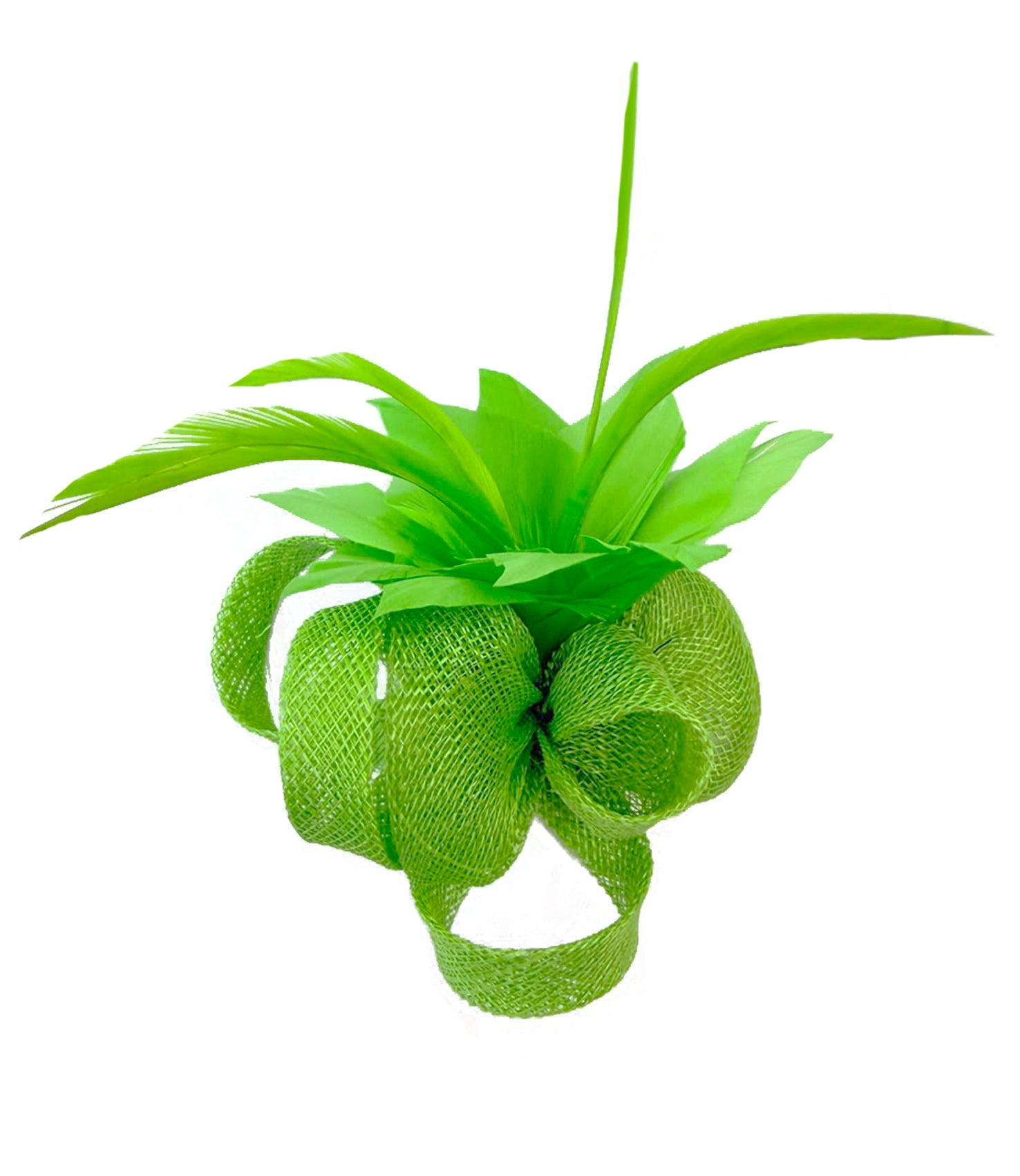 FT2291 Small Curly Clip-on Sinamay Fascinator with Feather Flower