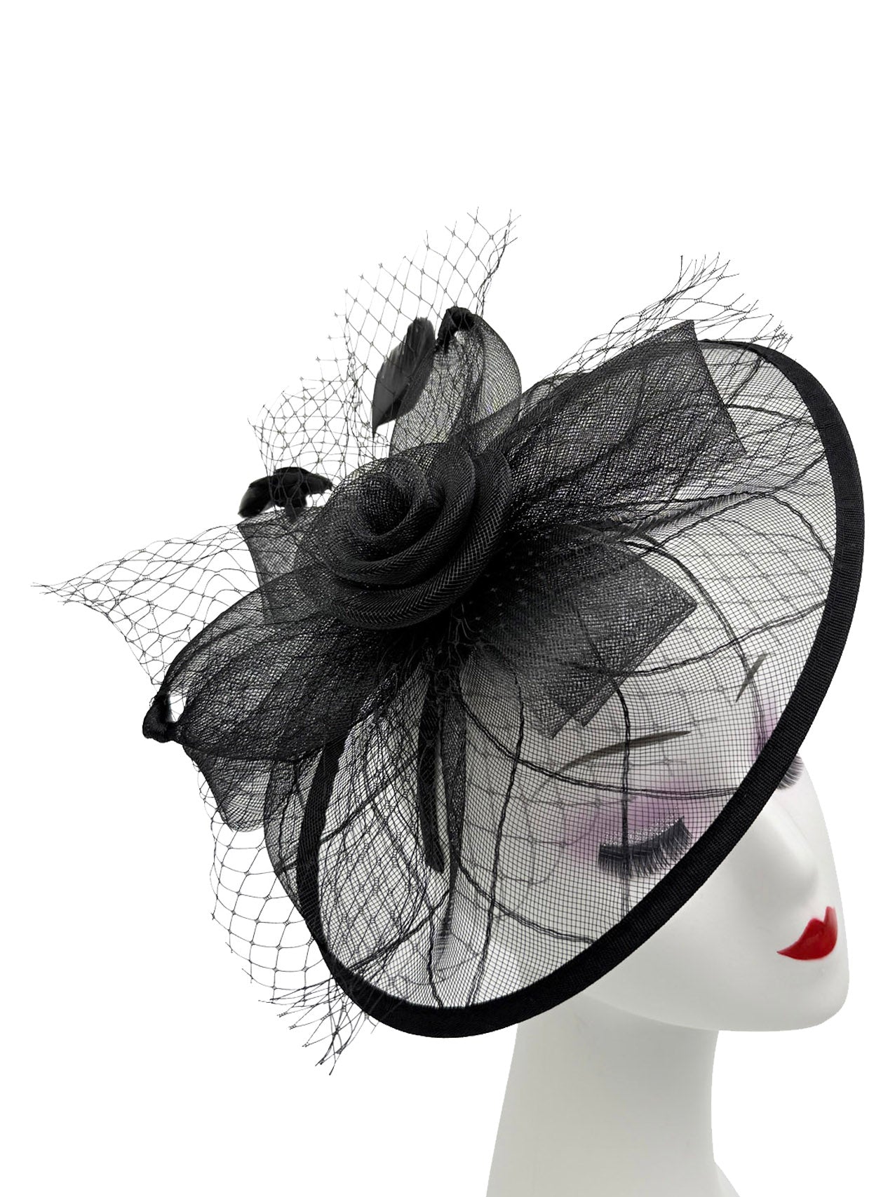 FT2511 Feathers and Mesh Detailing Fascinator