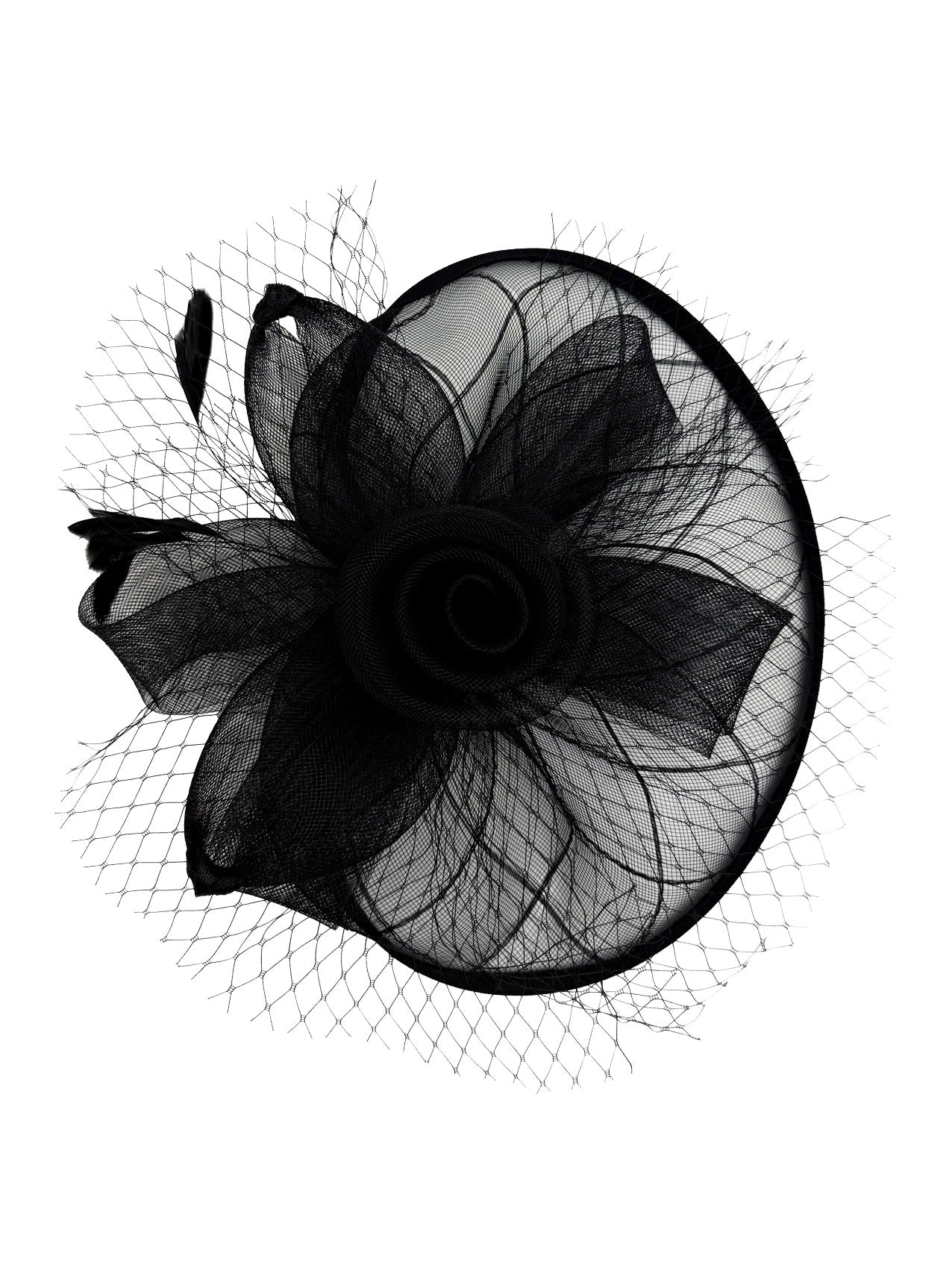 FT2511 Feathers and Mesh Detailing Fascinator