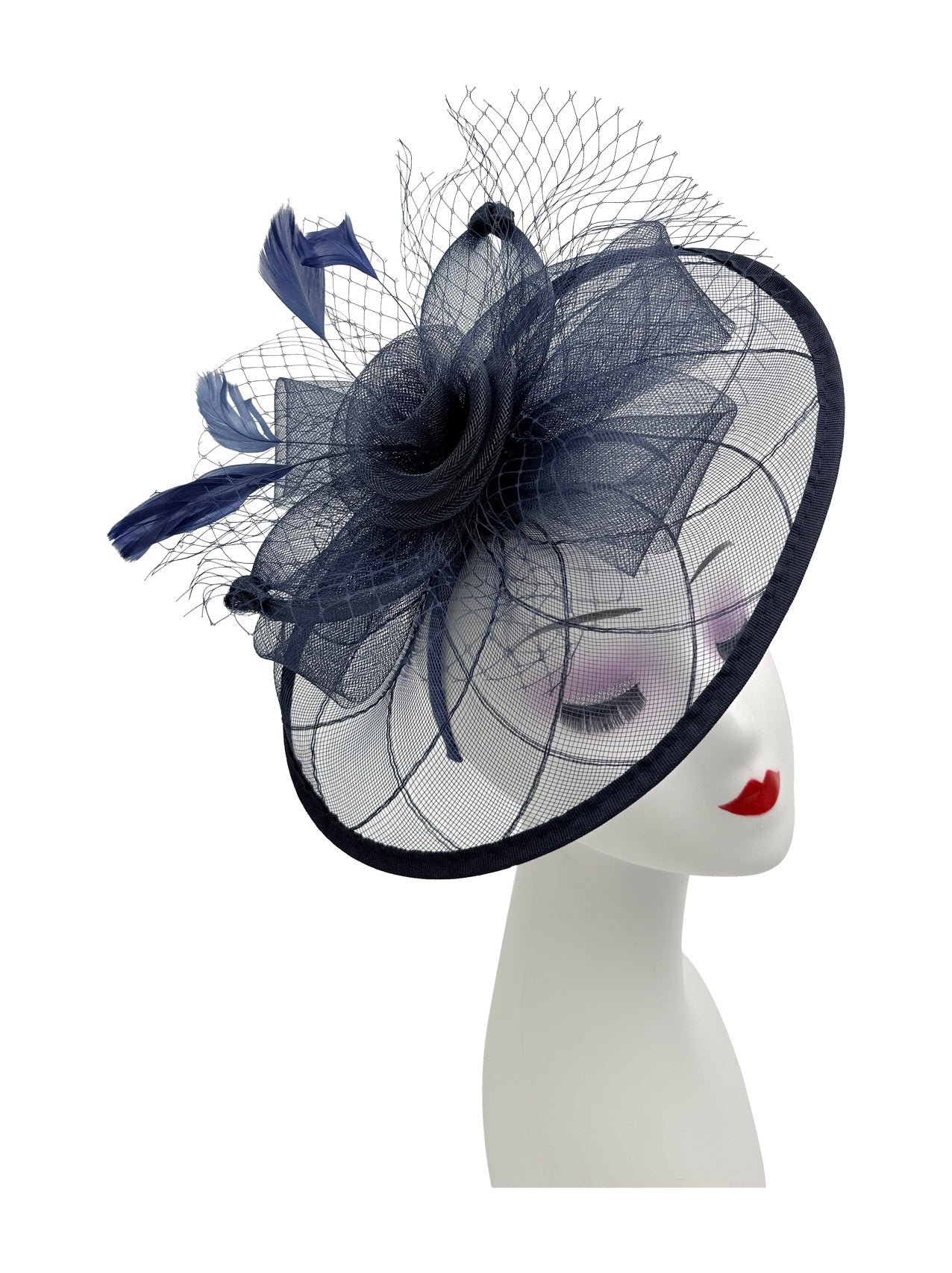 FT2511 Feathers and Mesh Detailing Fascinator