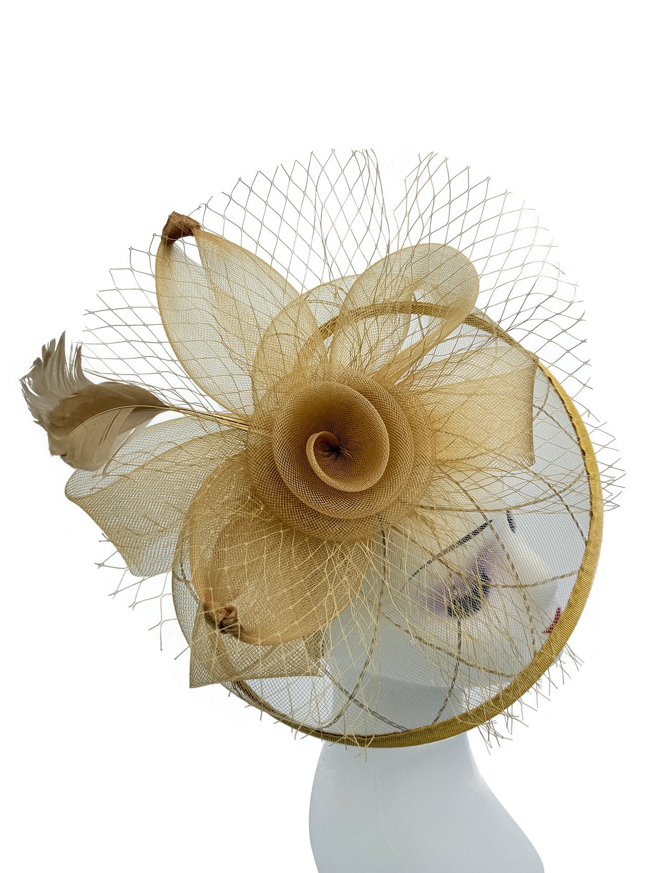 FT2511 Feathers and Mesh Detailing Fascinator