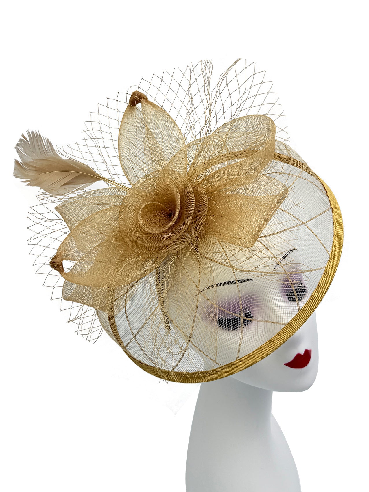 FT2511 Feathers and Mesh Detailing Fascinator