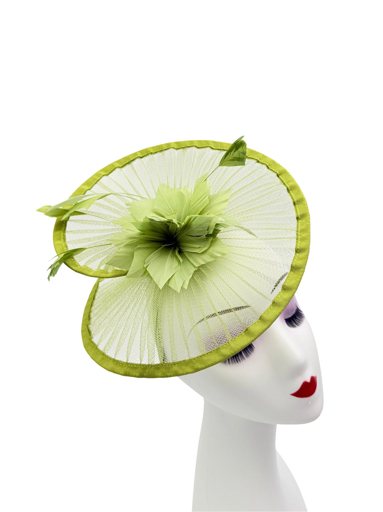 FT25190 Spiral Circular Brim Fascinator with a Feathers Burst