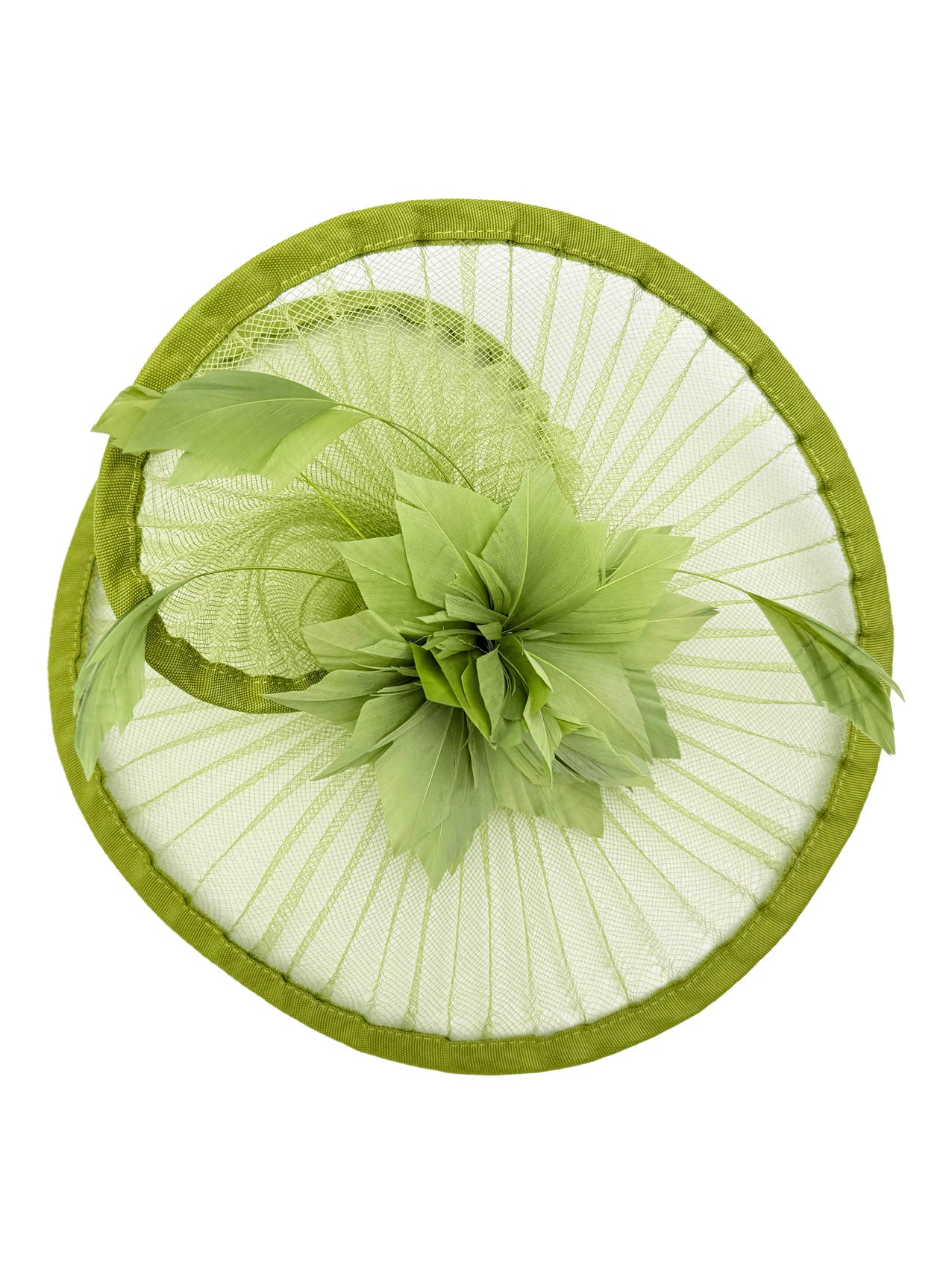 FT25190 Spiral Circular Brim Fascinator with a Feathers Burst