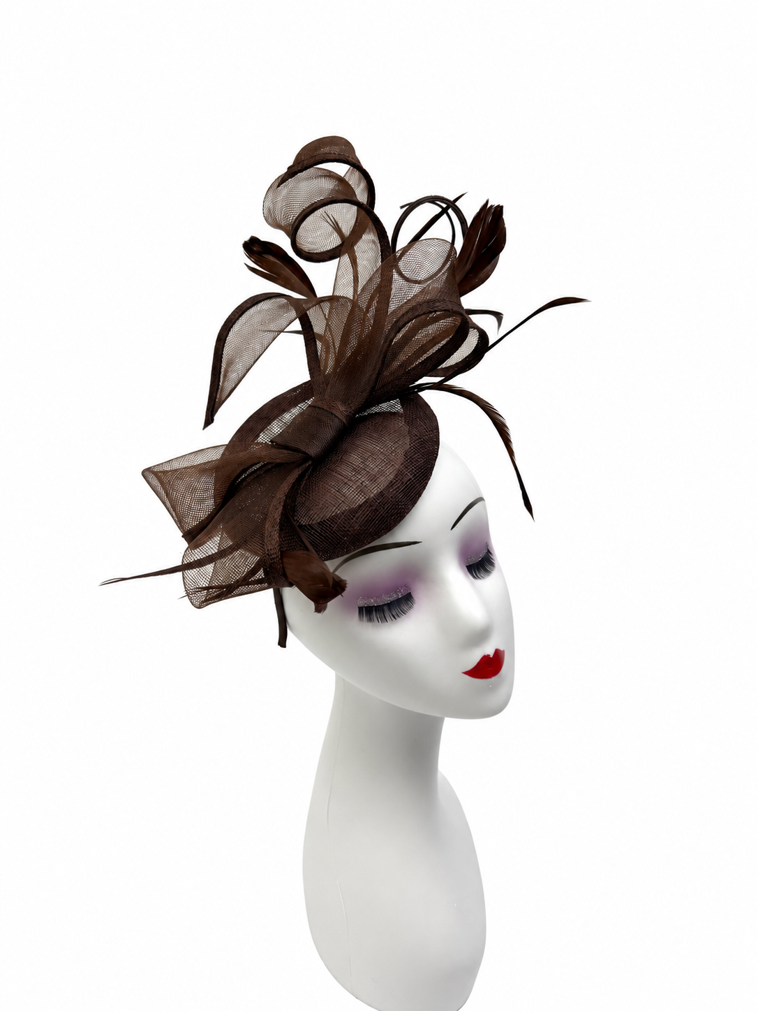 FT25200 Round Pill Box Fascinator with Bow & Feathers Detailing