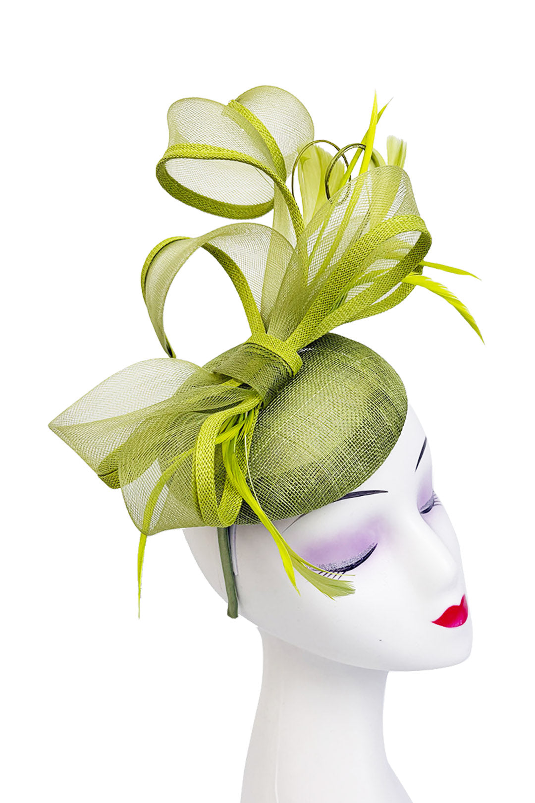 FT25200 Round Pill Box Fascinator with Bow & Feathers Detailing