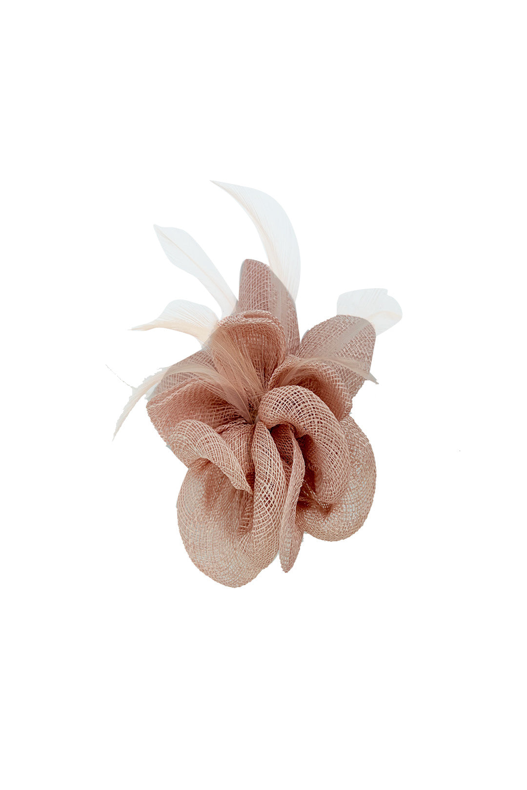 FT26090 Small Flower Shaped Sinamay Clip-On Fascinator with Feather