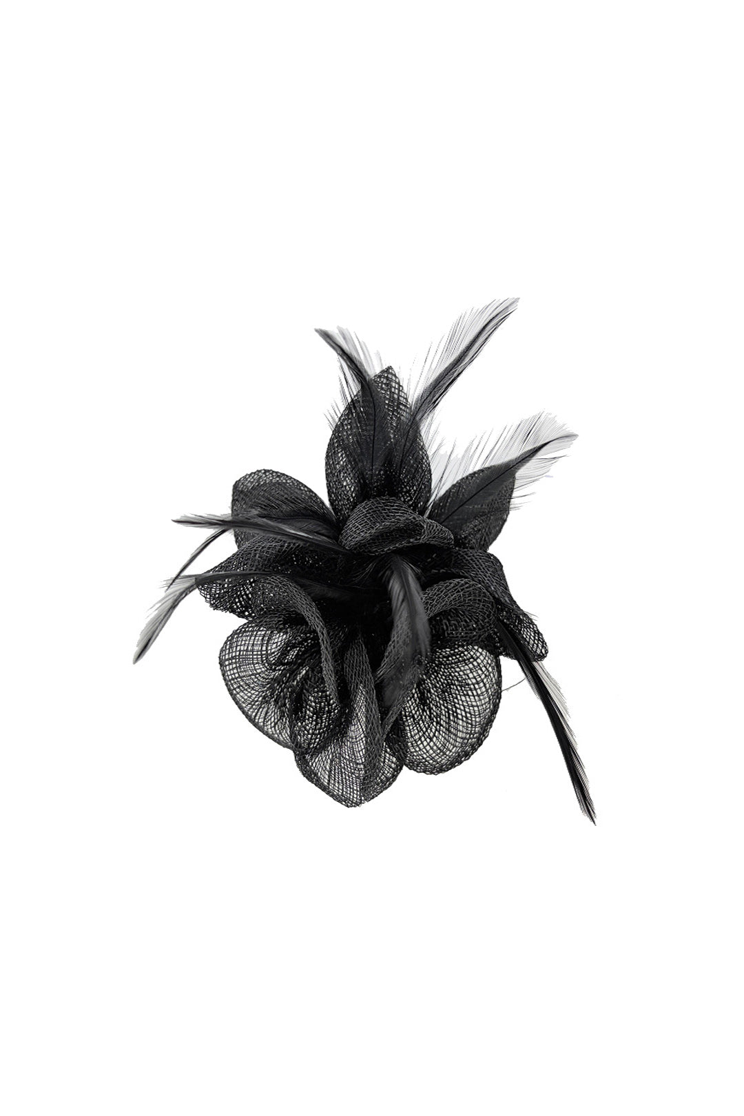 FT26090 Small Flower Shaped Sinamay Clip-On Fascinator with Feather