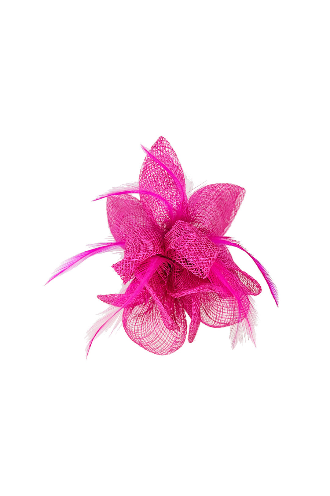 FT26090 Small Flower Shaped Sinamay Clip-On Fascinator with Feather