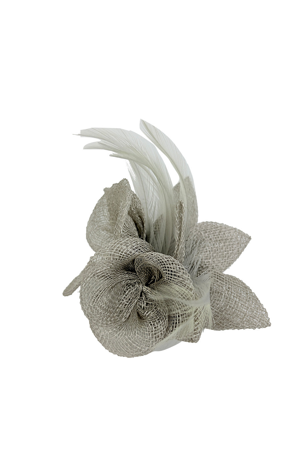 FT26090 Small Flower Shaped Sinamay Clip-On Fascinator with Feather