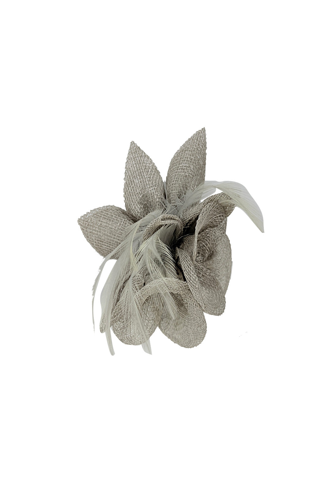 FT26090 Small Flower Shaped Sinamay Clip-On Fascinator with Feather