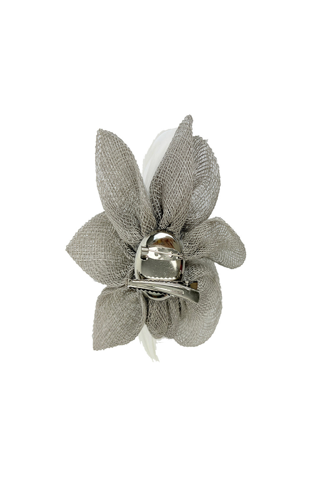 FT26090 Small Flower Shaped Sinamay Clip-On Fascinator with Feather