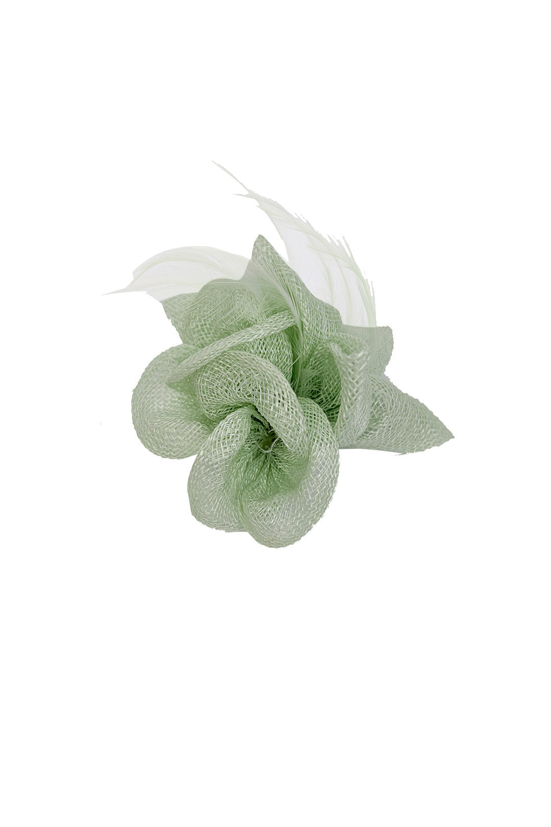 FT26090 Small Flower Shaped Sinamay Clip-On Fascinator with Feather