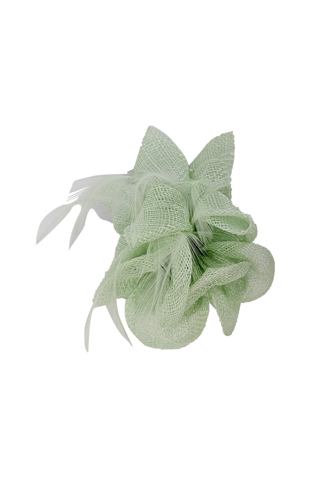 FT26090 Small Flower Shaped Sinamay Clip-On Fascinator with Feather