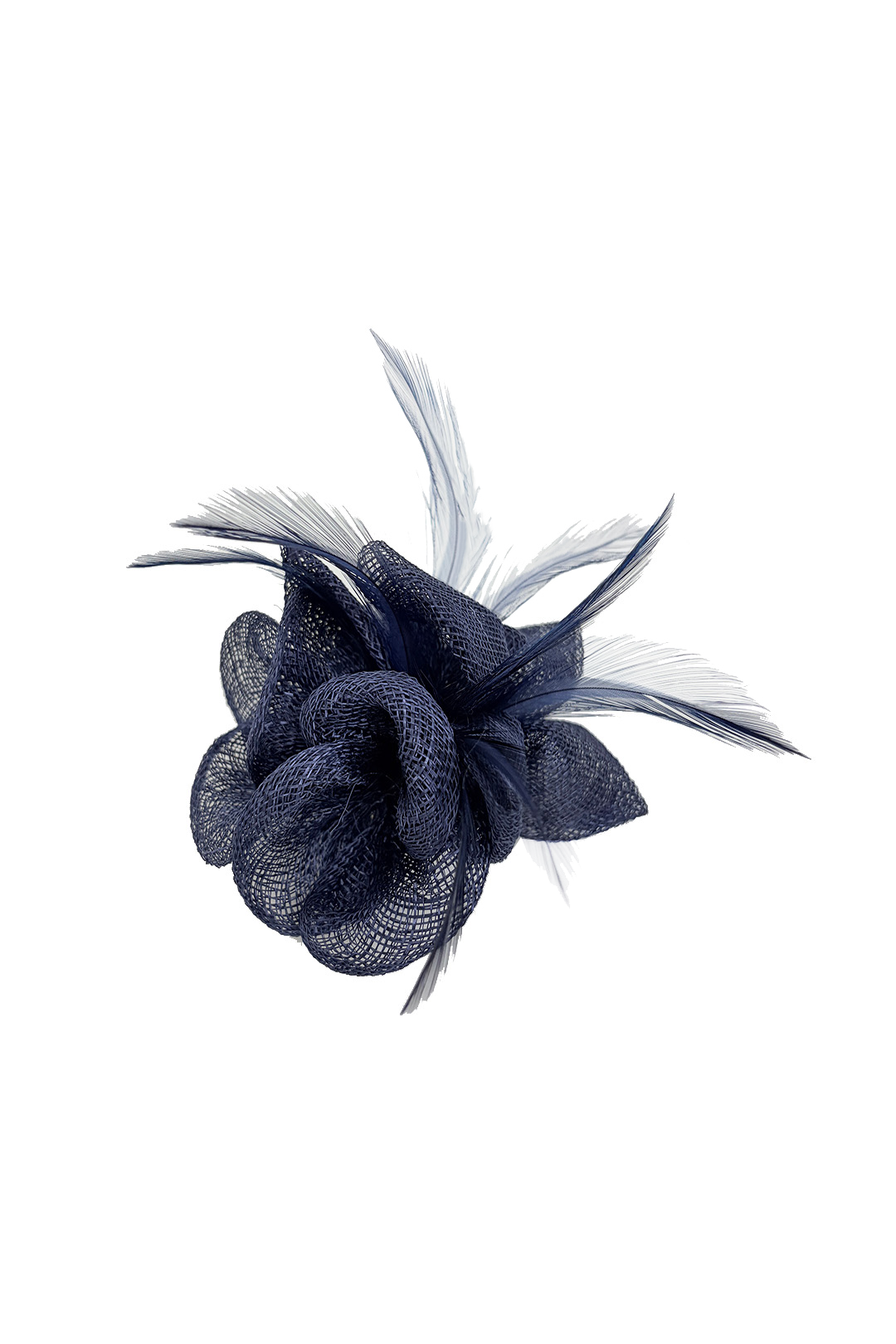 FT26090 Small Flower Shaped Sinamay Clip-On Fascinator with Feather