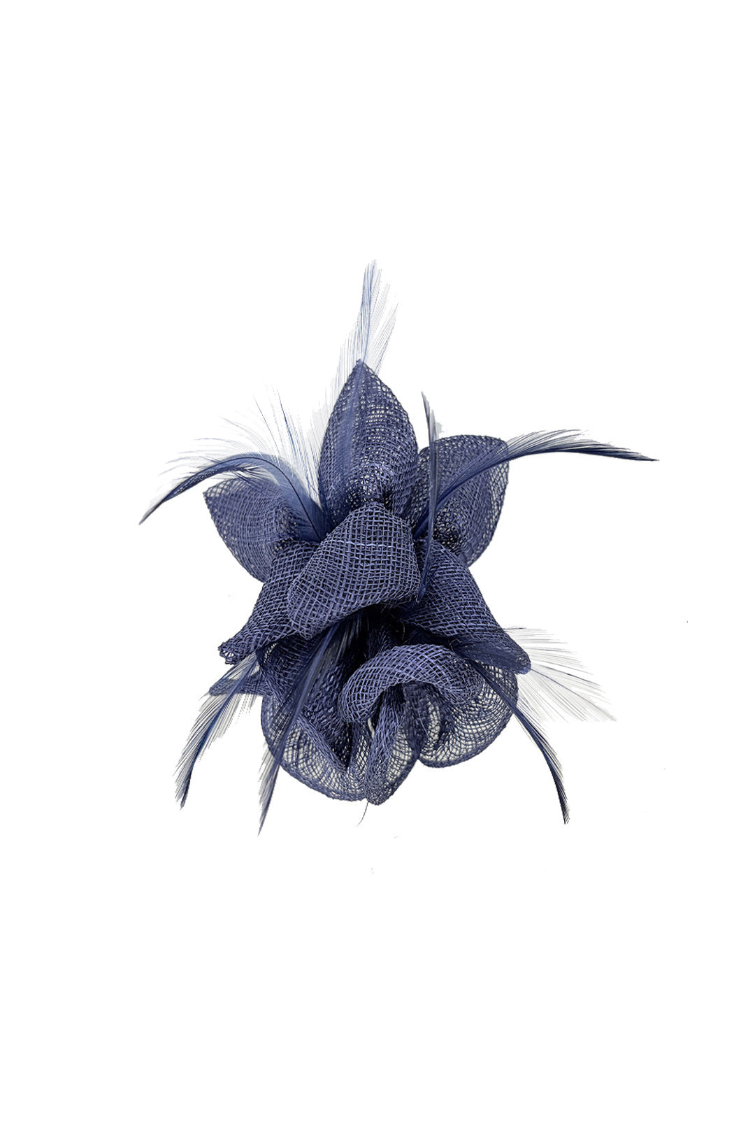 FT26090 Small Flower Shaped Sinamay Clip-On Fascinator with Feather
