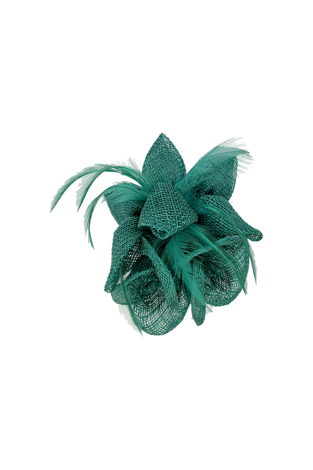 FT26090 Small Flower Shaped Sinamay Clip-On Fascinator with Feather