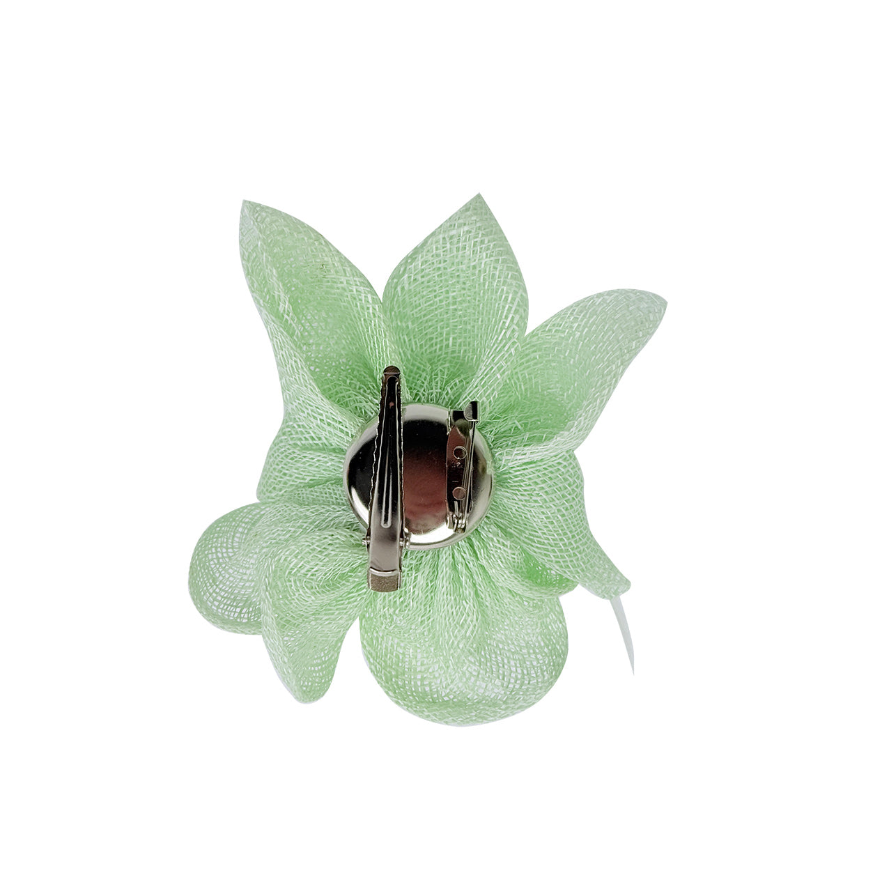FT26090 Small Flower Shaped Sinamay Clip-On Fascinator with Feather